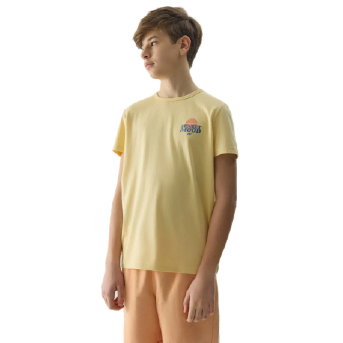 Chlapecké tričko s krátkým rukávem 4F JUNIOR TSHIRT-4FJWSS24TTSHM1136-73S-LIGHT LEMON · záber 1