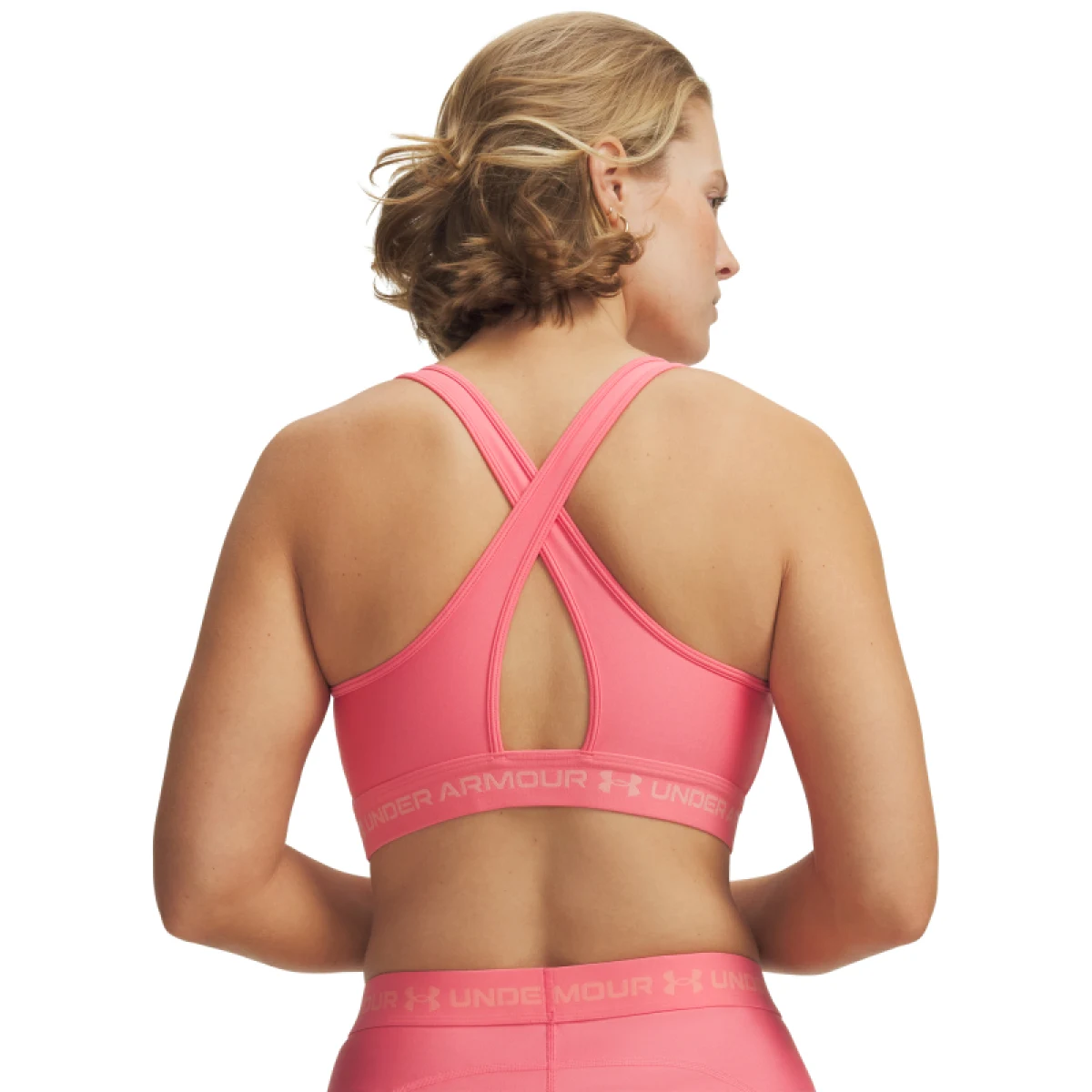 Dámská sportovní tréninková podprsenka UNDER ARMOUR Crossback Mid Bra-PNK · záber 2