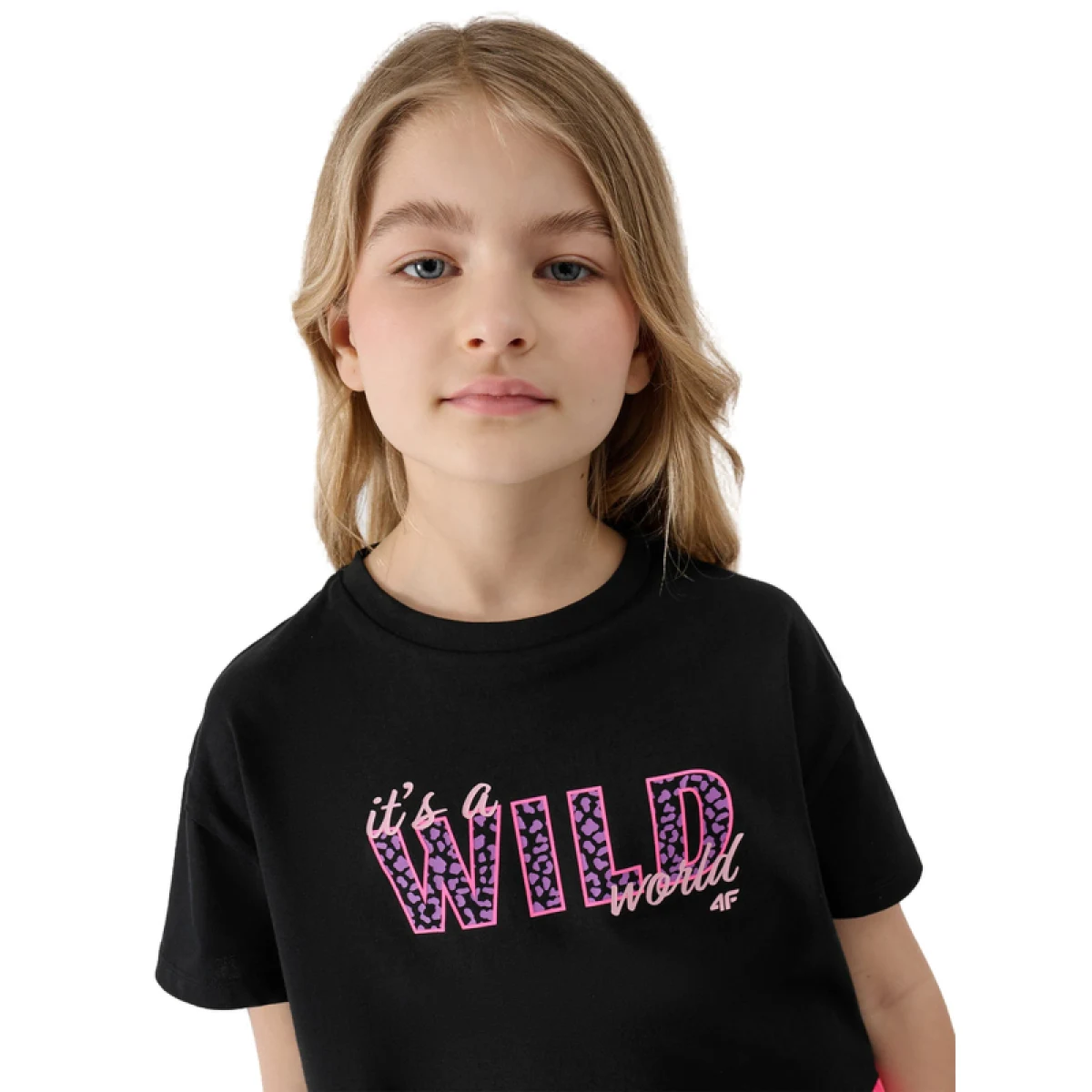 Dívčí tričko s krátkým rukávem 4F JUNIOR TSHIRT-JWSS24TTSHF1144-20S-DEEP BLACK · záber 3