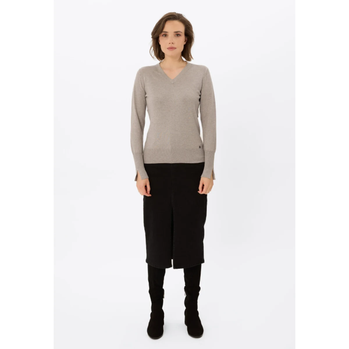 Dámský svetr VOLCANO S-NELI-102M-BEIGE MEL · záber 2