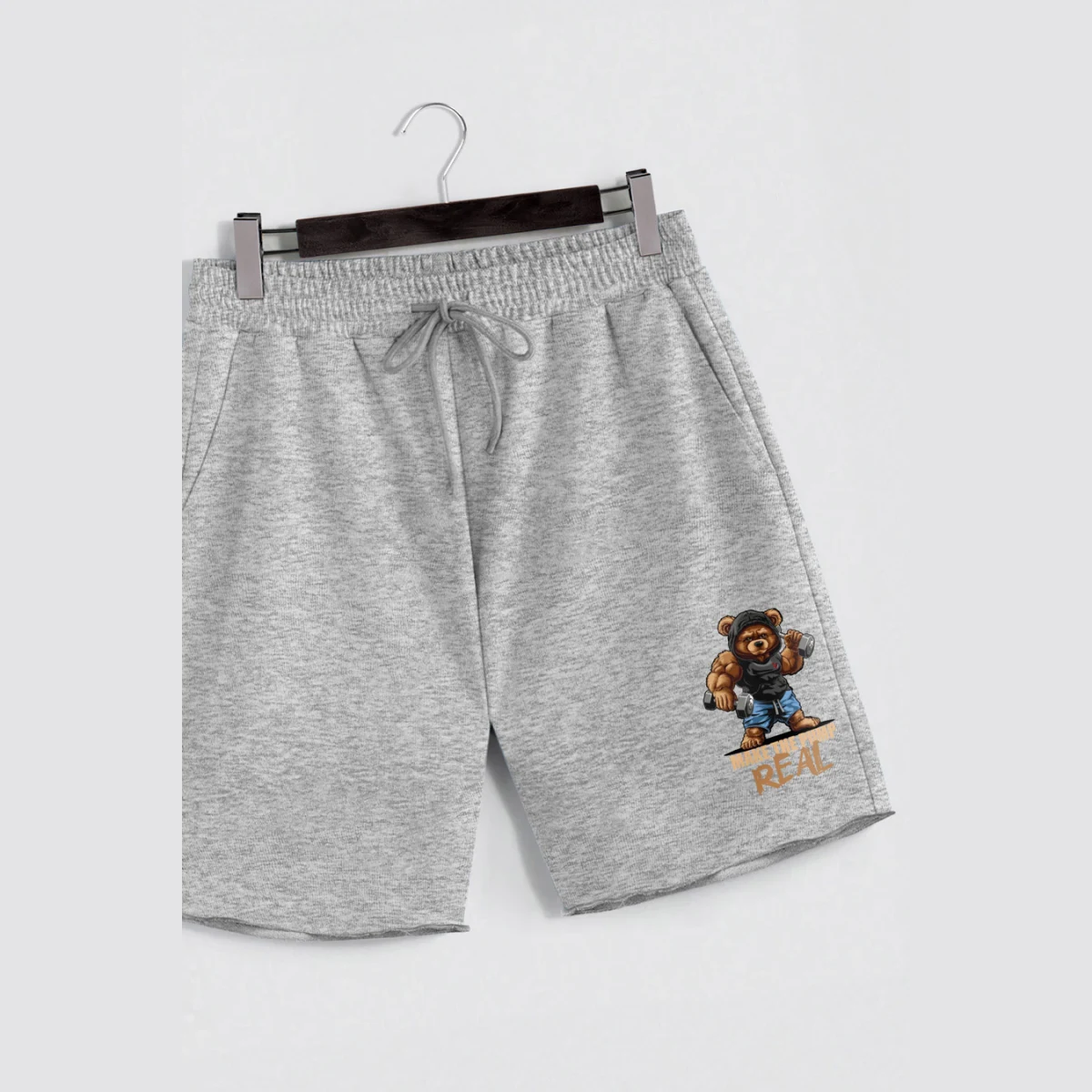 Kraťasy, Barva Bilá, s Potiskem Hedrix Fitness Bear · záber 11