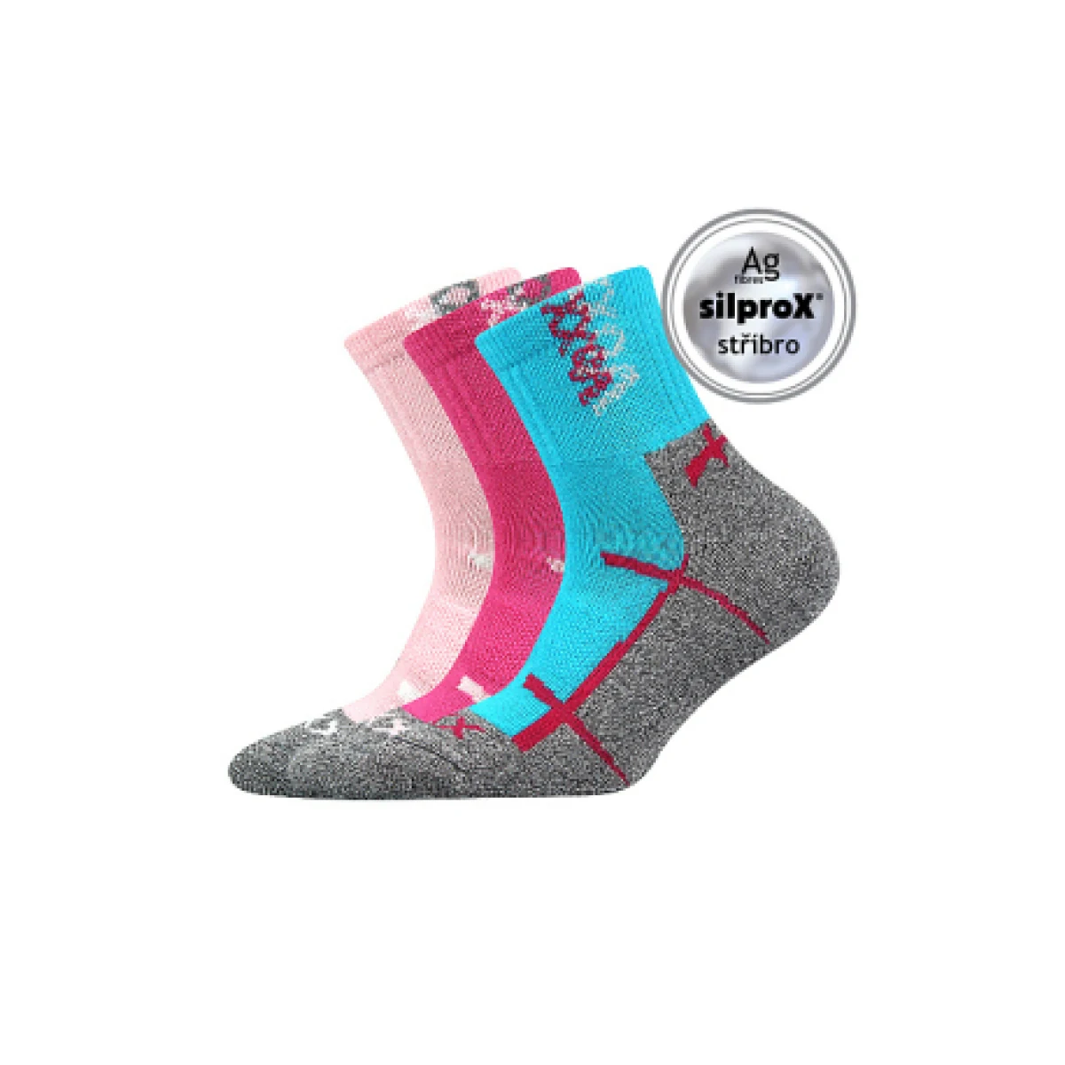 Dívčí turistické ponožky VOXX 3 PACK-Wallík-Pink Blue · záber 6