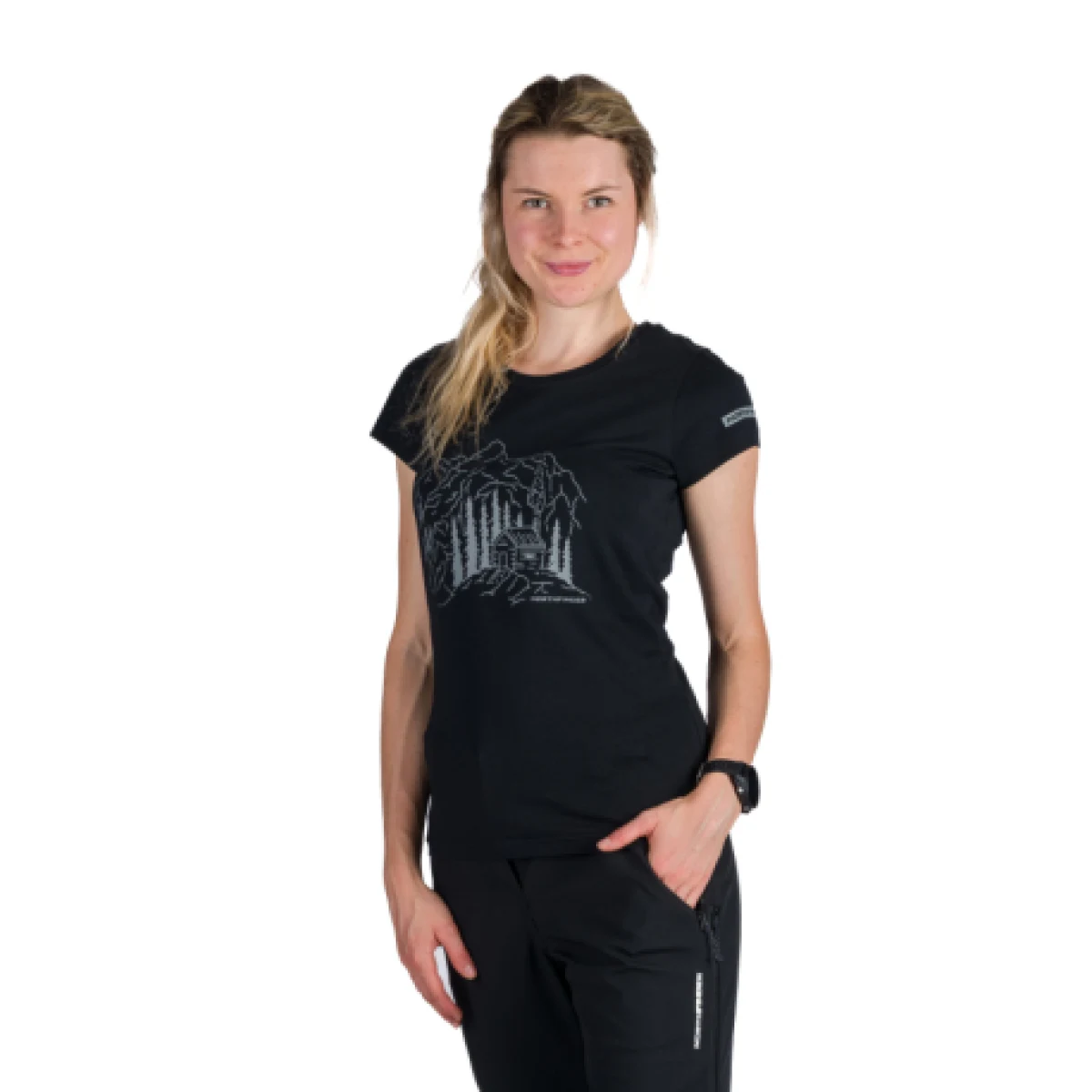 Dámské turistické tričko s krátkým rukávem NORTHFINDER SABRINA-269black · záber 1
