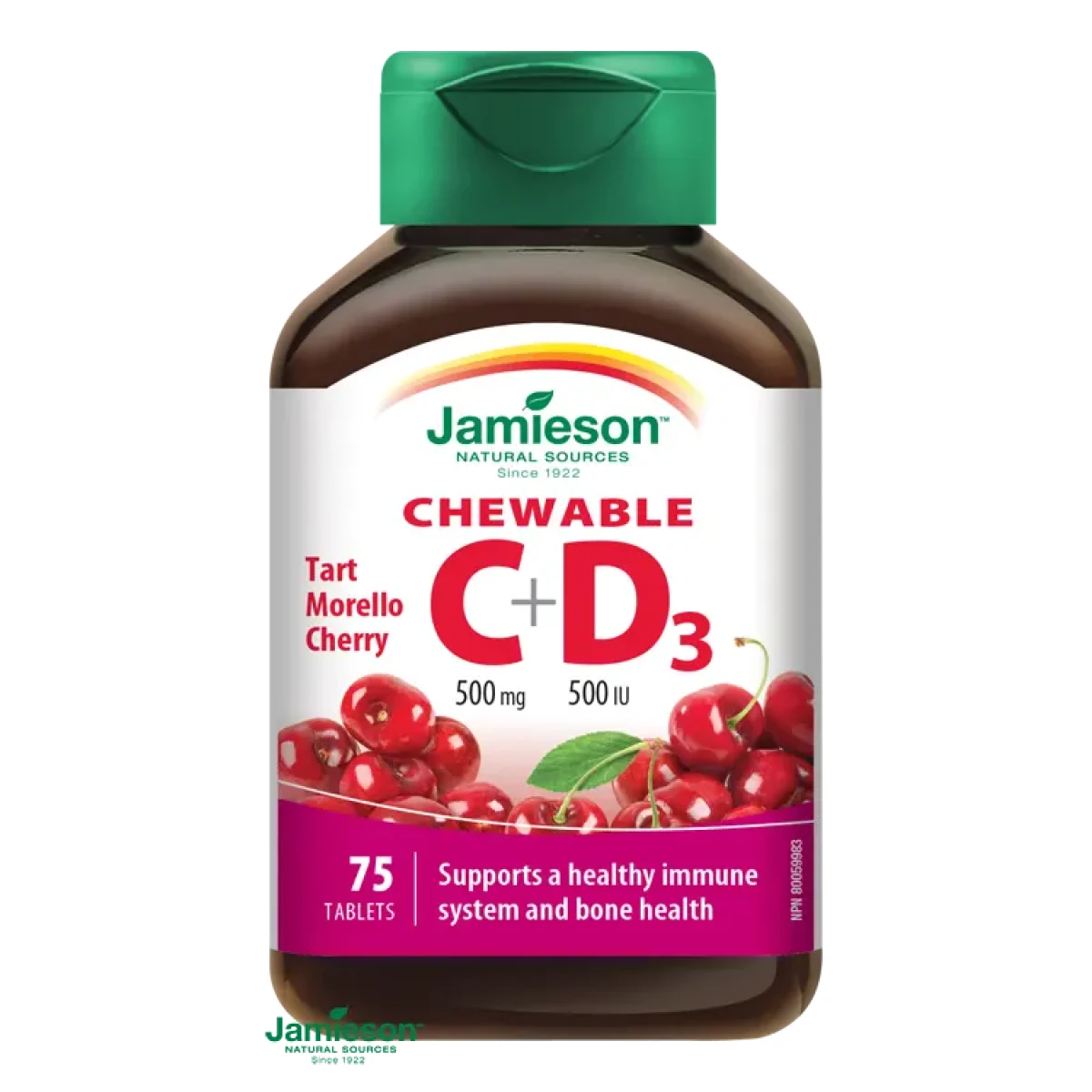 JAMIESON Vitamíny C a D3 třešeň cucací 75 tablet · záber 1