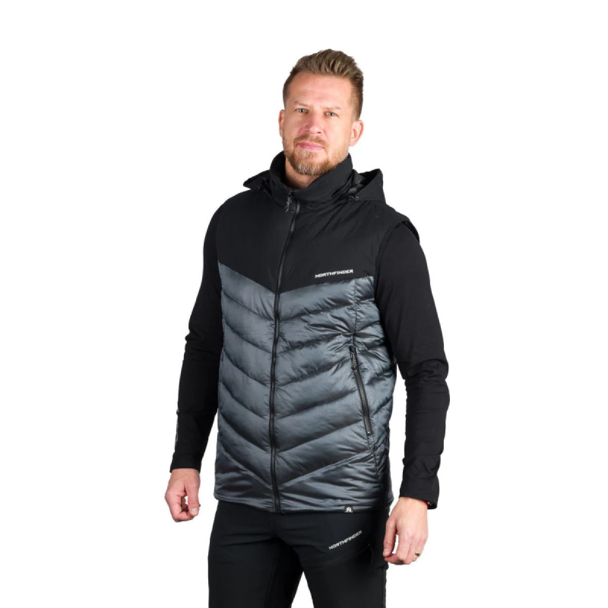 Pánská turistická vesta s kapucí NORTHFINDER JEDRICK-811darkblueblack · záber 2