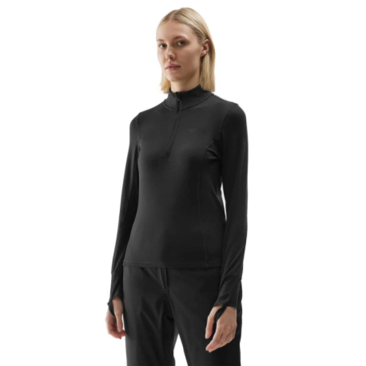 Dámská zateplená lyžařská mikina s 1 2 zipem 4F BRUSHED UNDERWEAR-AW23UBRUF043-20S-DEEP BLACK · záber 1