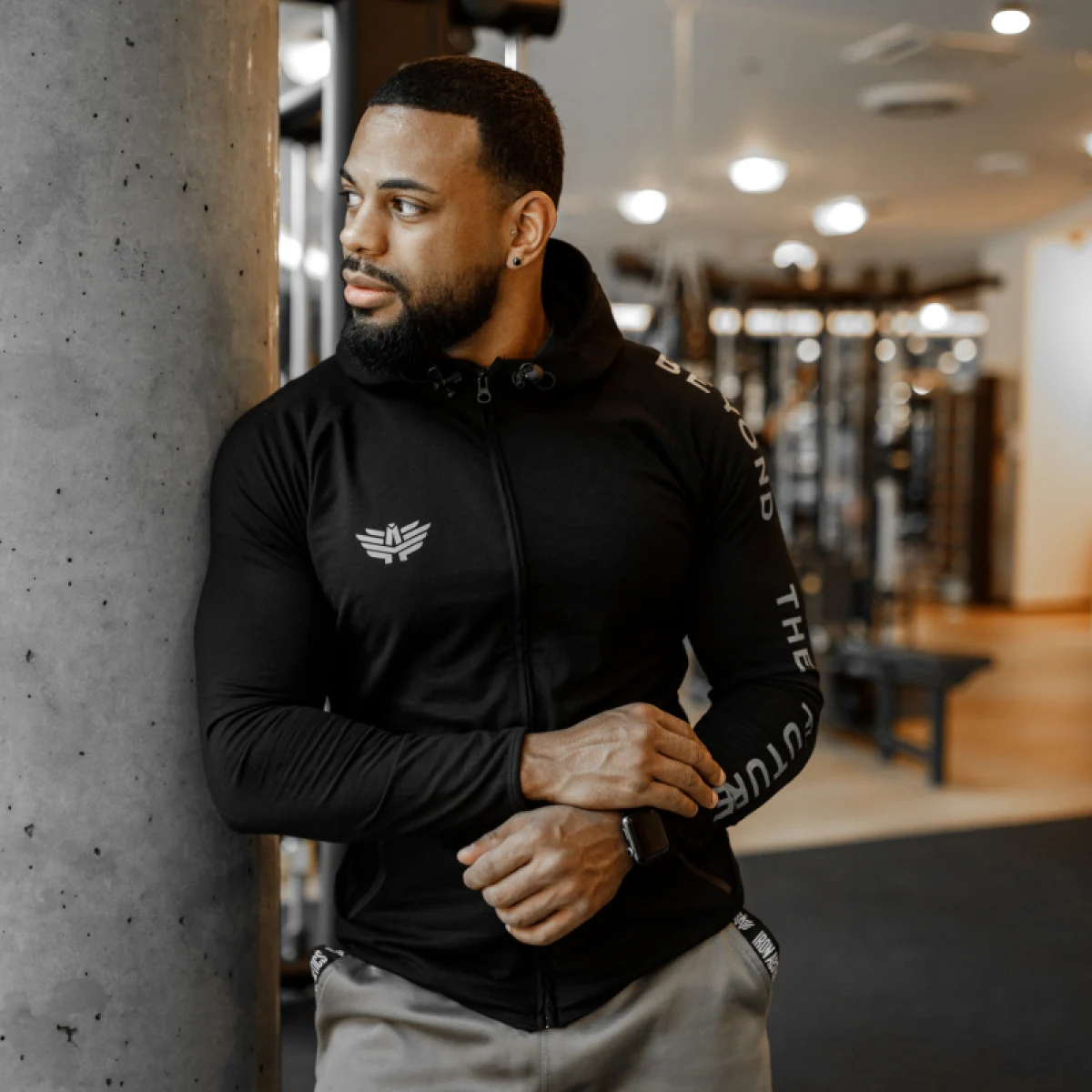 Pánská SlimFit mikina Beyond the Future, černá · záber 9