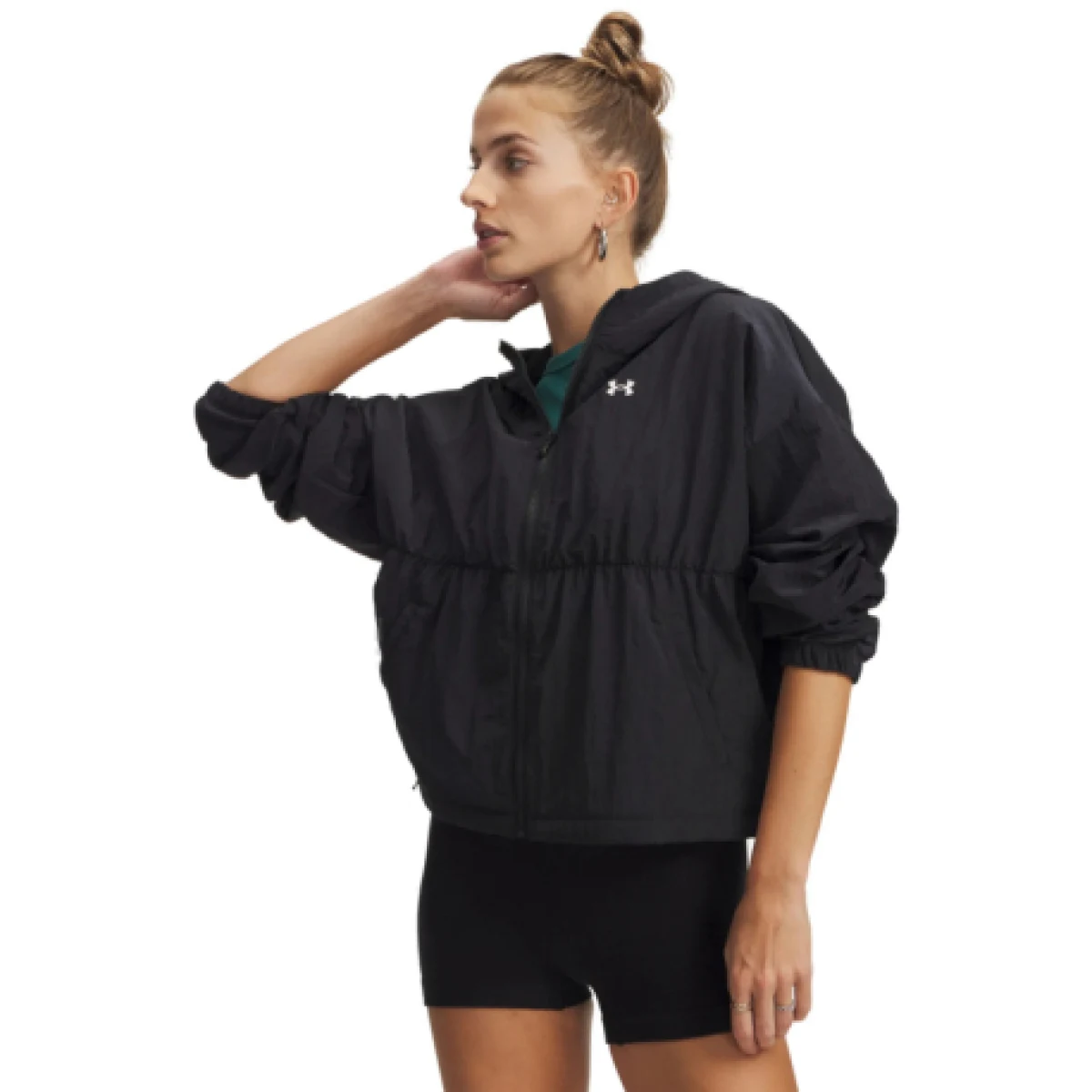 Dámská tréninková bunda UNDER ARMOUR Rival Woven Bungee FZ-BLK · záber 1