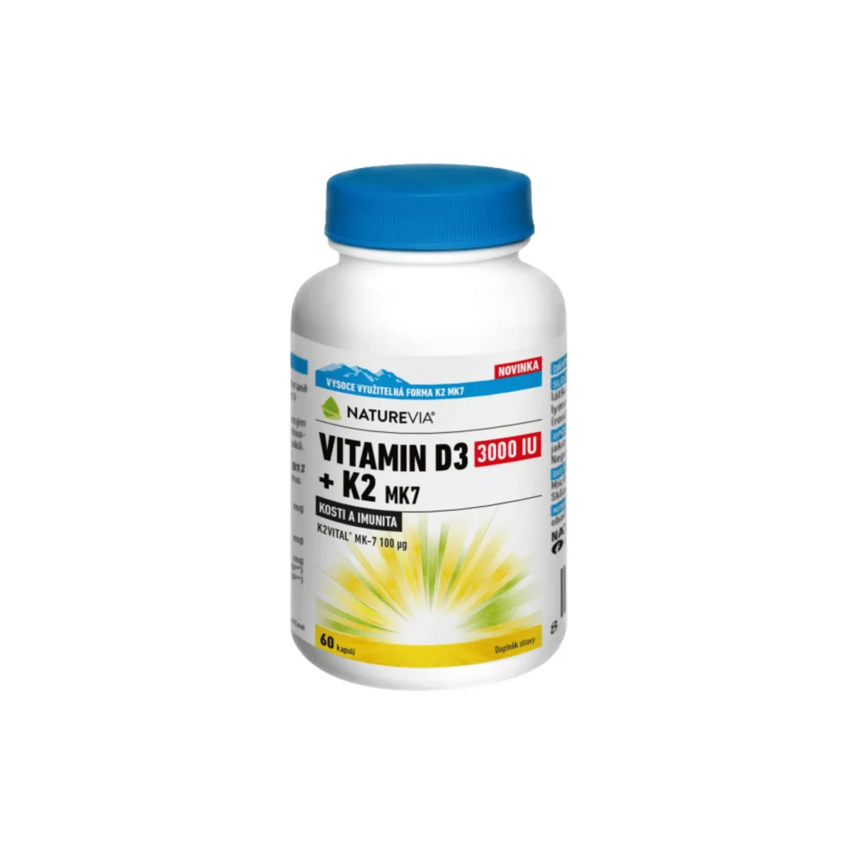 NatureVia Vitamin D3 3000IU + K2 MK7 60 kapslí · záber 1