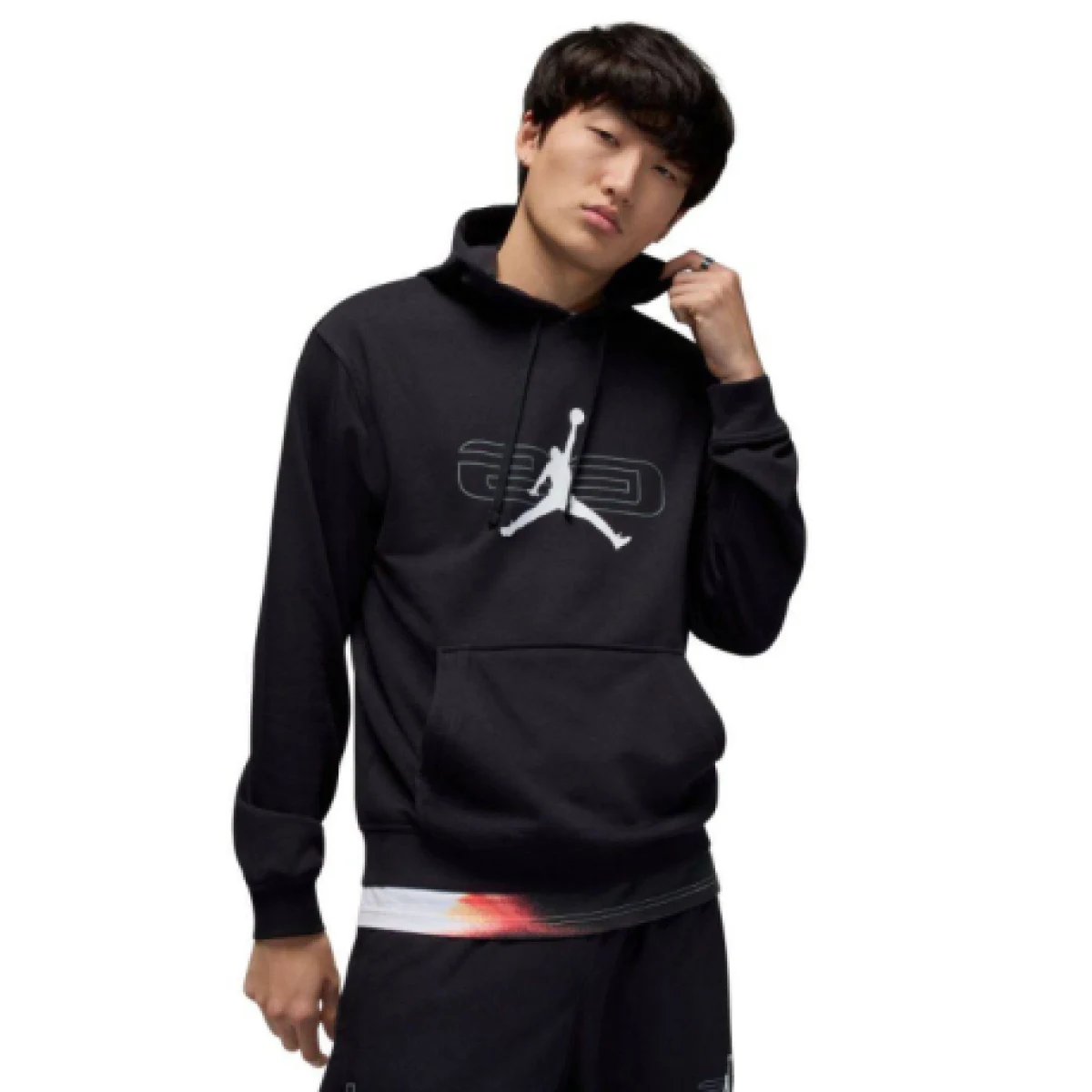 Pánská fleecová mikina s kapucí NIKE JORDAN SPRT CSVR GFX FLC PO 010 BLACK · záber 1