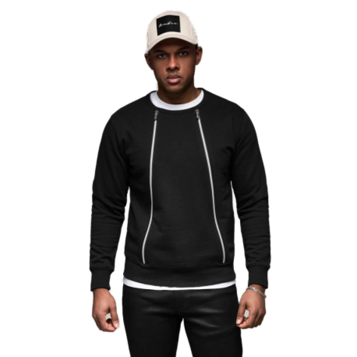 Pánská mikina OMBRE Sweatshirt OM-SSNZ-0187 V-1 black · záber 1