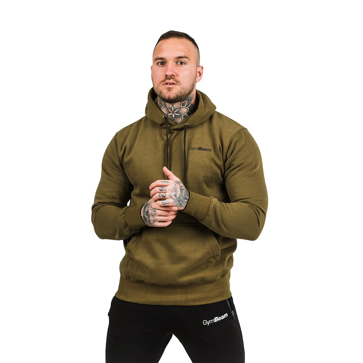GymBeam Mikina Athlete Military Green Black - Velikost: S | Barva: zelená, čierna | Hmotnost: 0,45 kg | Balení: 25 · záber 4