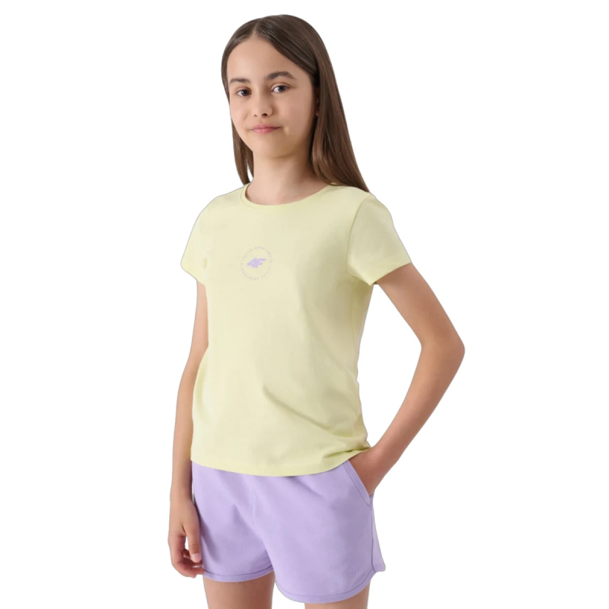 Dívčí teplákové kraťasy 4F JUNIOR SHORTS CAS-4FJWSS24TSHOF280-52S-LIGHT VIOLET · záber 3