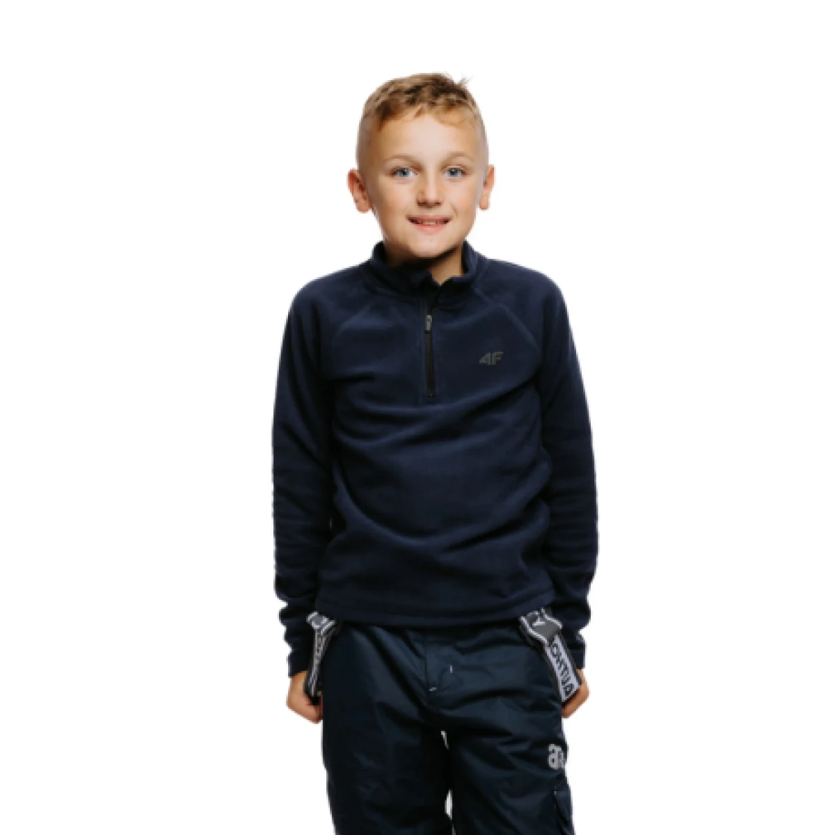 Chlapecká lyžařská fleecová mikina 4F JUNIOR FLEECE UNDERWEAR-JAW23UFLEM019-31S-NAVY · záber 1