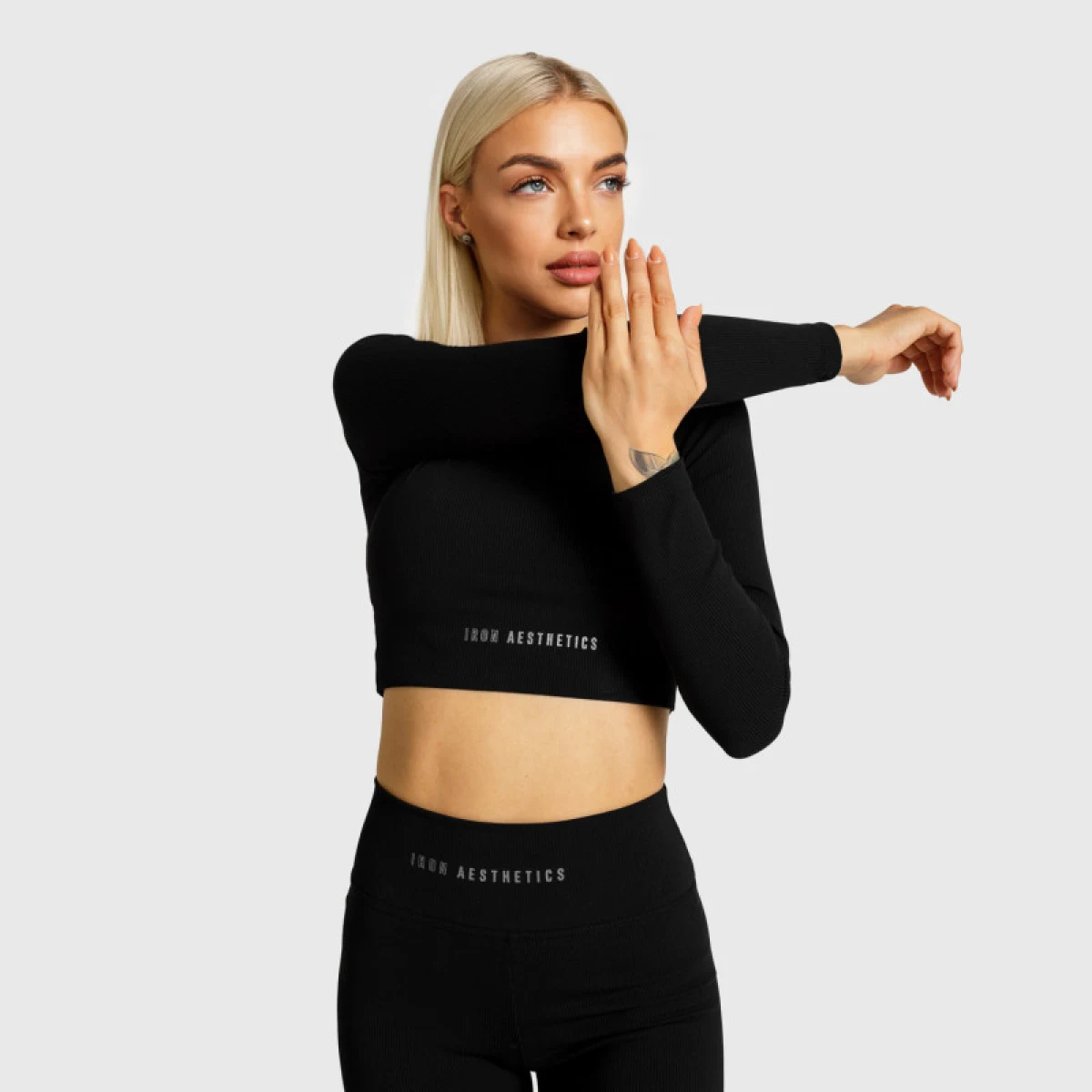Dámský Crop Top Iron Aesthetics Rib, černý · záber 5