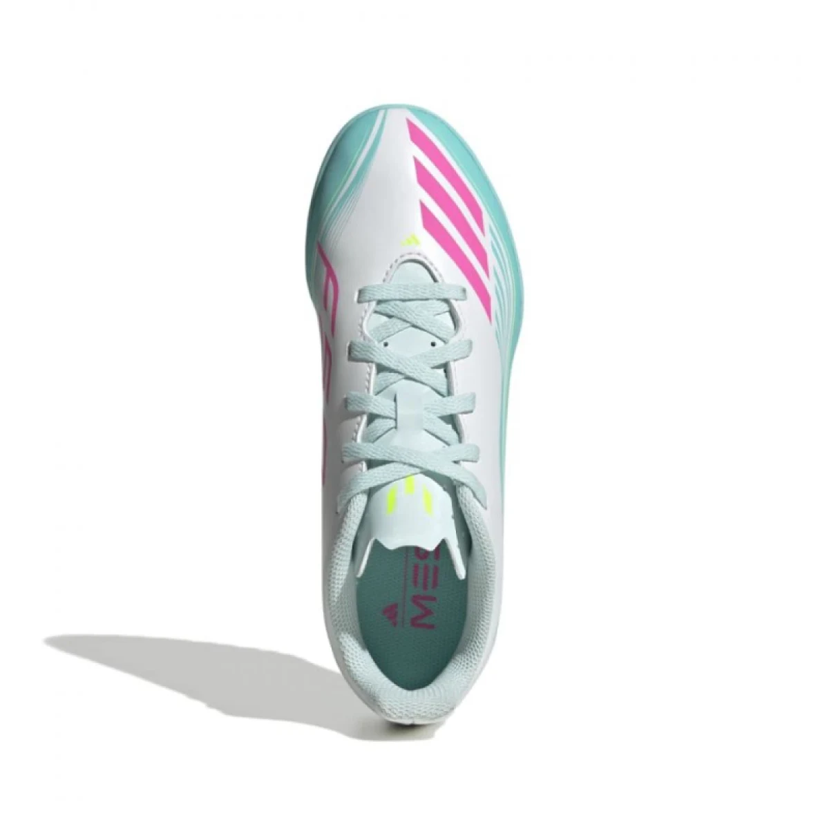 Chlapecké fotbalové kopačky turfy ADIDAS F50 Messi Club Jr TF cloud white lucid pink flash aqua - Barva: biela · záber 3