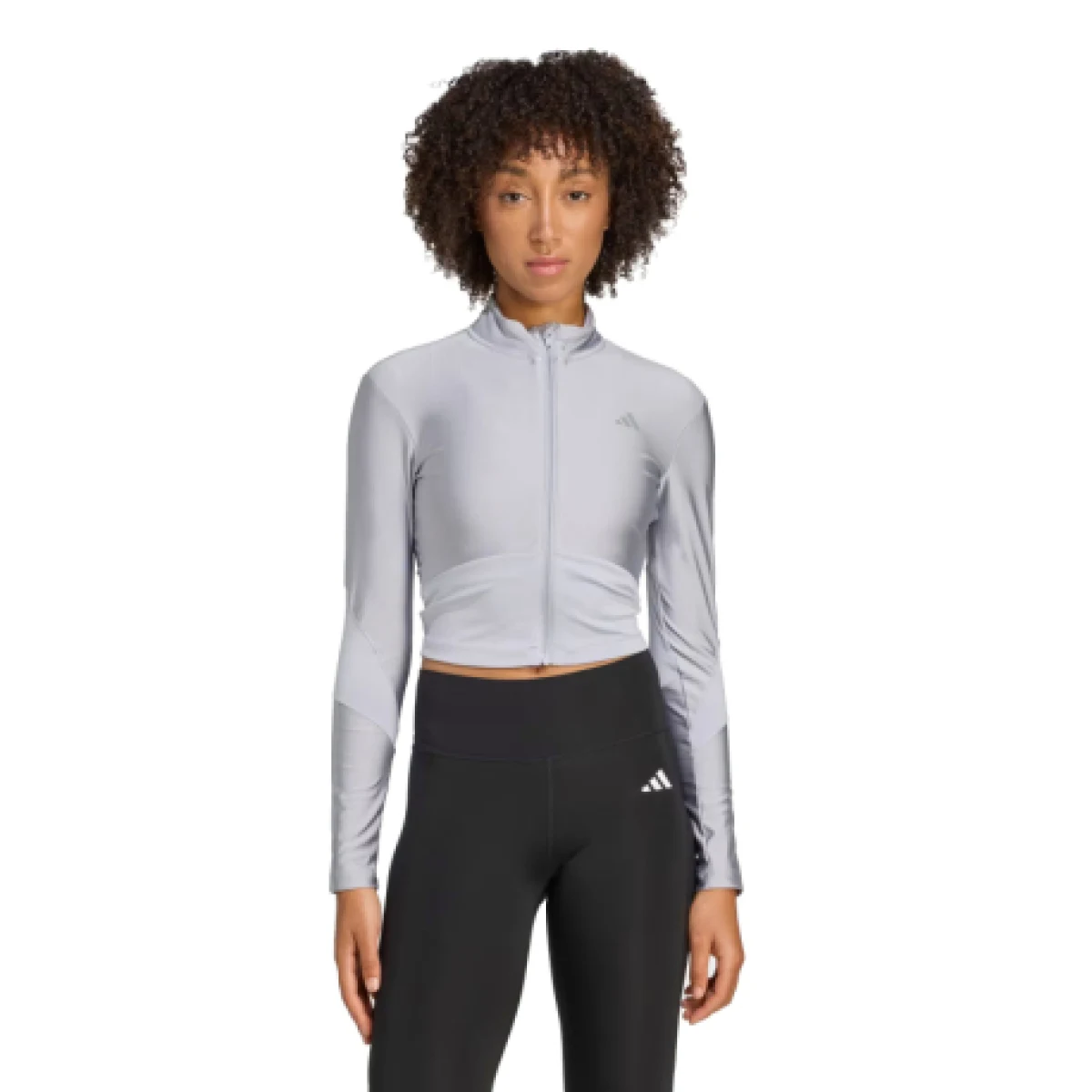 Dámská tréninková mikina se zipem ADIDAS HYG SHN TRACK J HALSIL GREY · záber 1