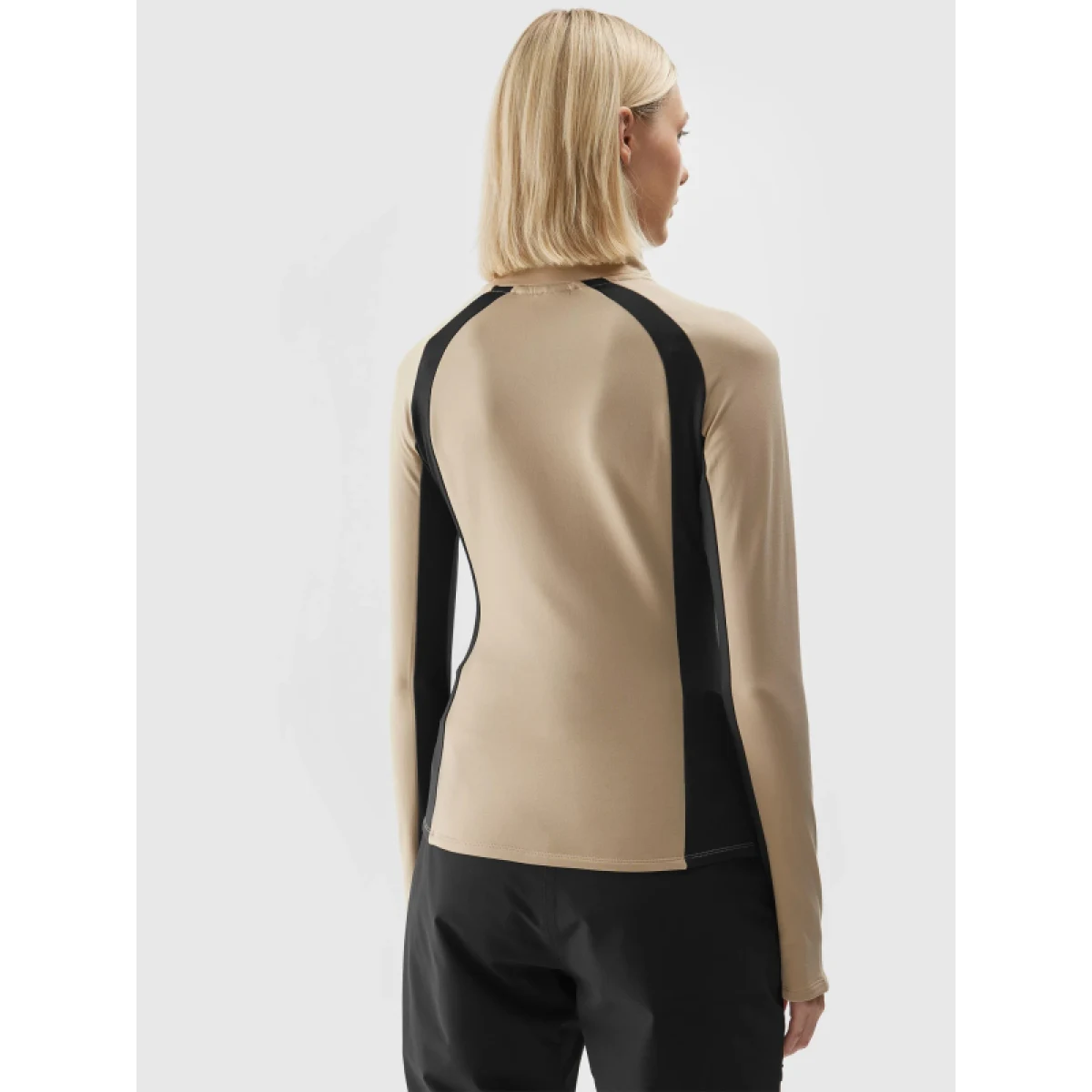 Dámská zateplená lyžařská mikina s 1 2 zipem 4F BRUSHED UNDERWEAR-AW23UBRUF042-82S-LIGHT BROWN · záber 3