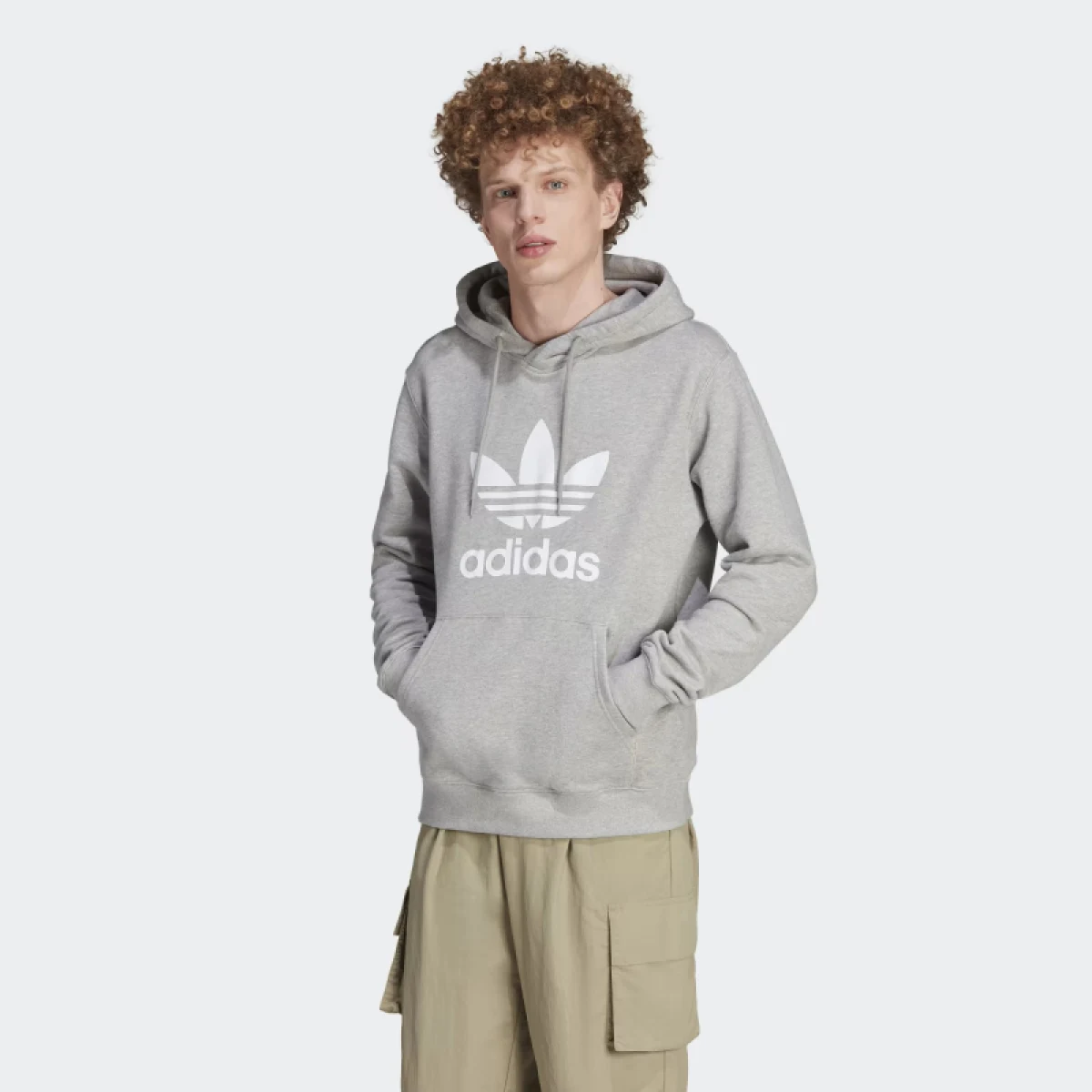 Pánská mikina s kapucí ADIDAS ORIGINALS TREFOIL HOODY-IM4490-medium grey heather · záber 4
