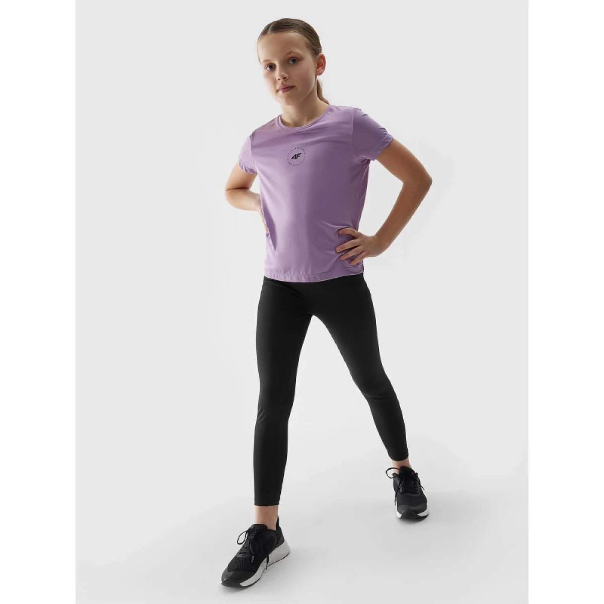 Dívčí legíny 4F JUNIOR TIGHTS FNK-4FJWSS24TFTIF223-20S-DEEP BLACK · záber 5
