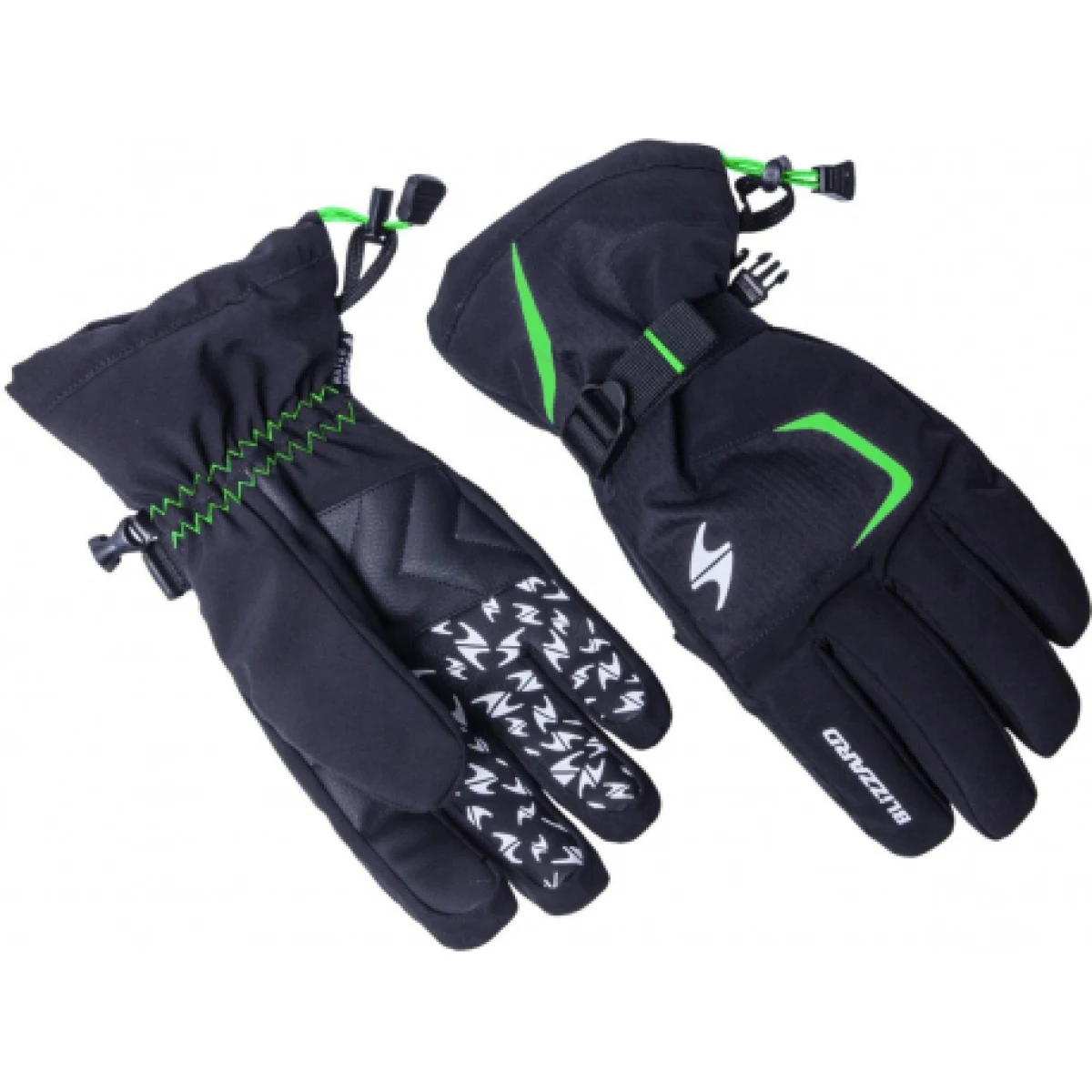 Lyžařské rukavice BLIZZARD Reflex ski gloves, black green · záber 1