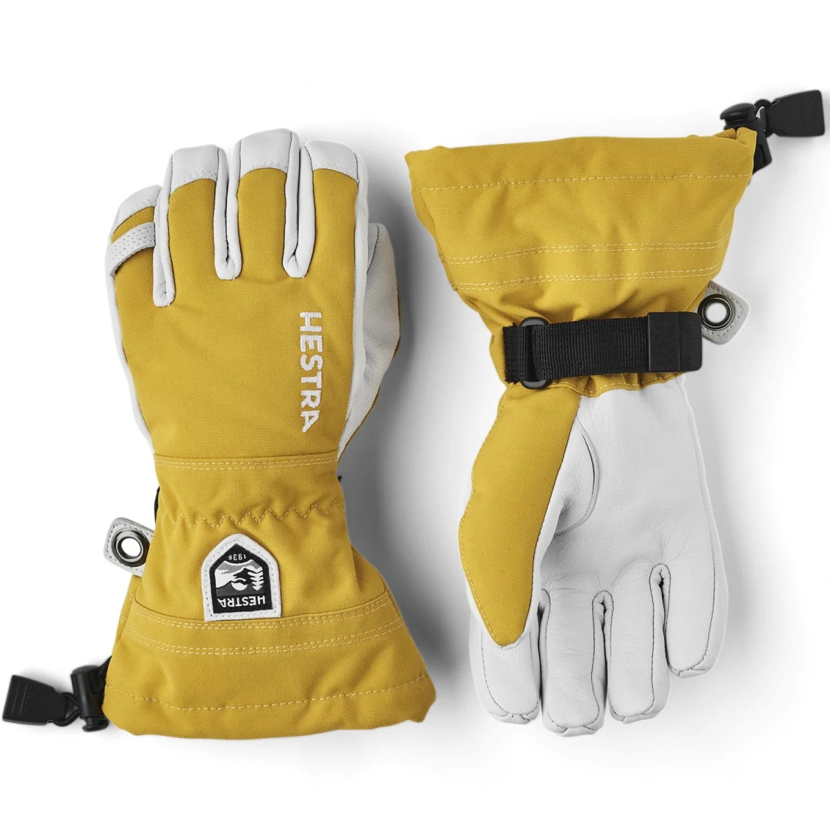 Hestra Army Leather Heli Ski Jr, lyžařské rukavice, juniorské, žluté · záber 1