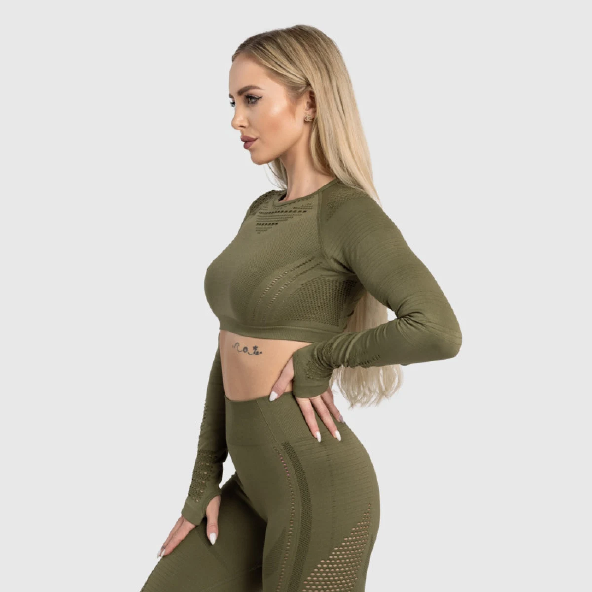 Bezešvý crop top Iron Aesthetics Rift, zelený · záber 5