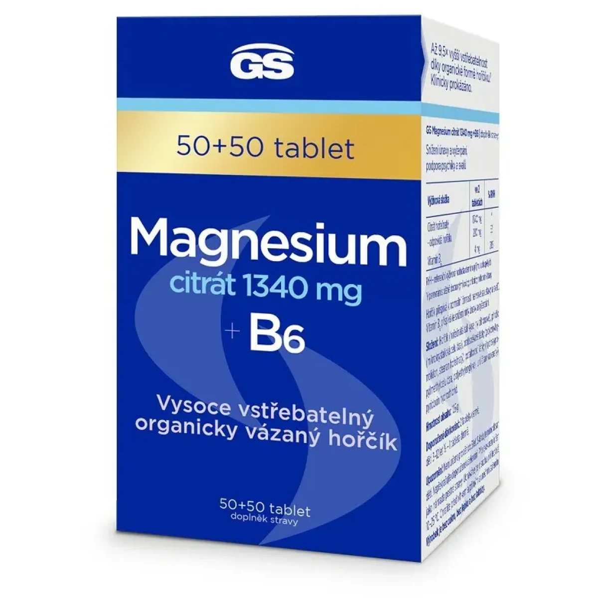 GS Magnesium citrát 1340mg + B6 50 + 50 tablet · záber 1