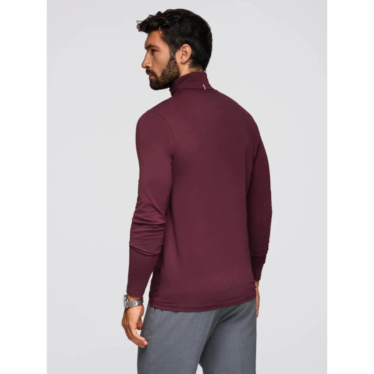 Pánské tričko s dlouhým rukávem OMBRE Longsleeve OM-LSCL-0130 V-6 burgundy · záber 4