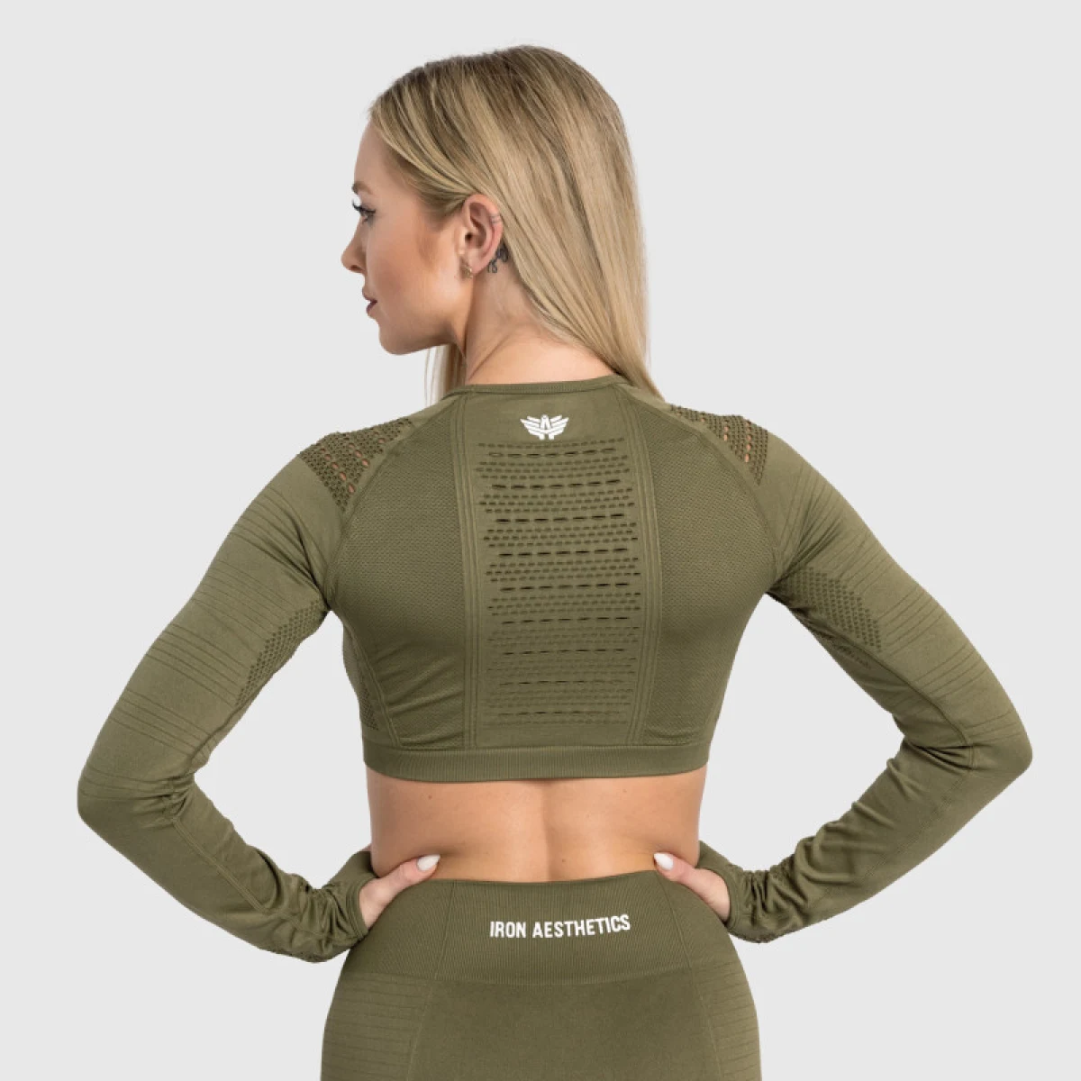 Bezešvý crop top Iron Aesthetics Rift, zelený · záber 4