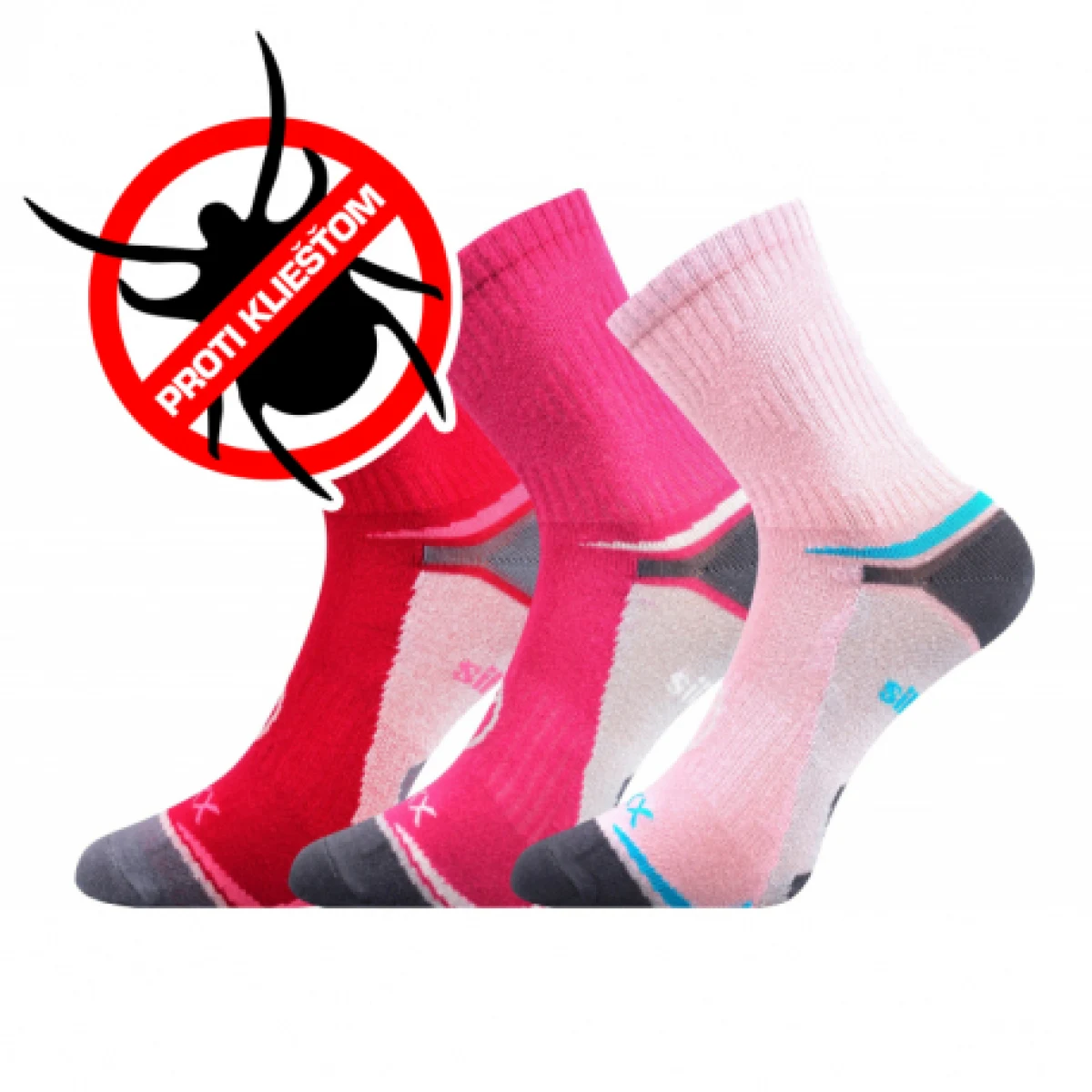 Dívčí turistické ponožky VOXX 3 PACK-Optifanik 03-Pink Magenta Raspberry · záber 1