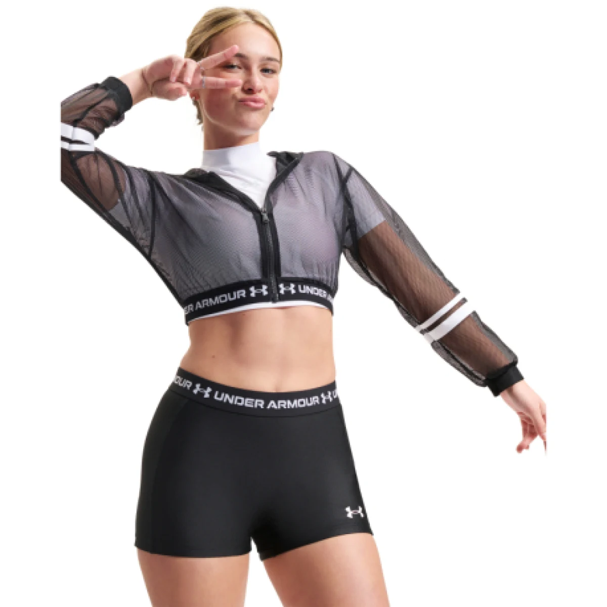 Dámská tréninková bunda UNDER ARMOUR HeatGear Mesh FZ-BLK - Pohlavie: Dámské · záber 1