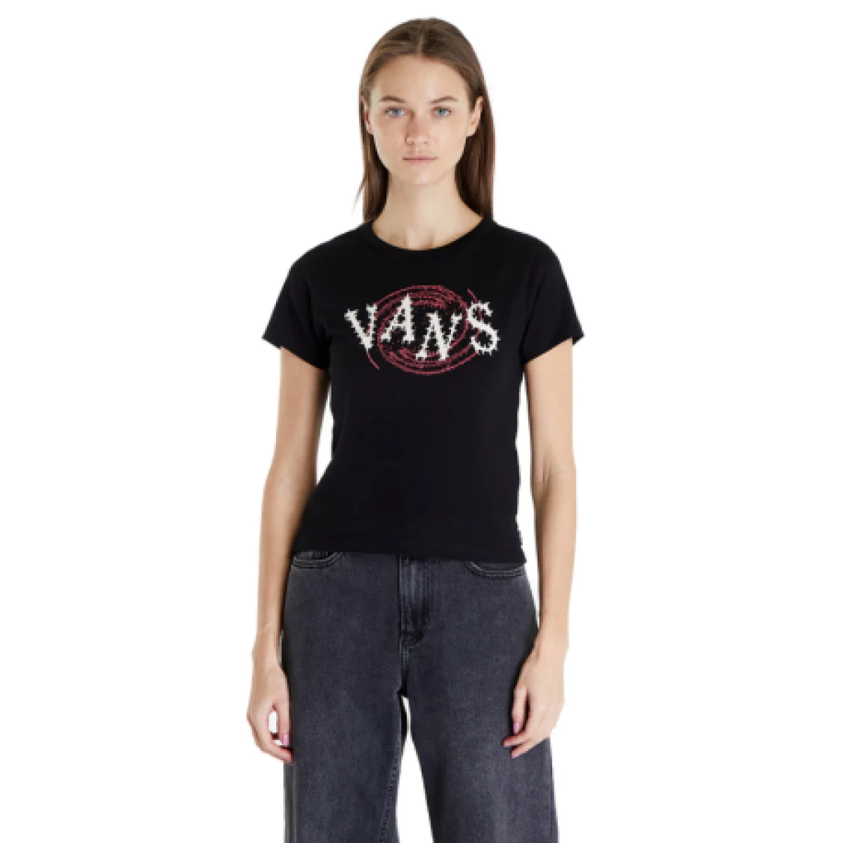 Dámské tričko s krátkým rukávem VANS SPIRAL DOWN MINI-Black · záber 1