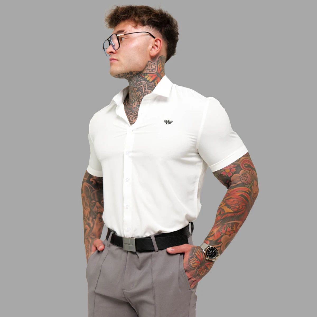 Strečová košile Iron Aesthetics Short Slim Stretch, natural · záber 3