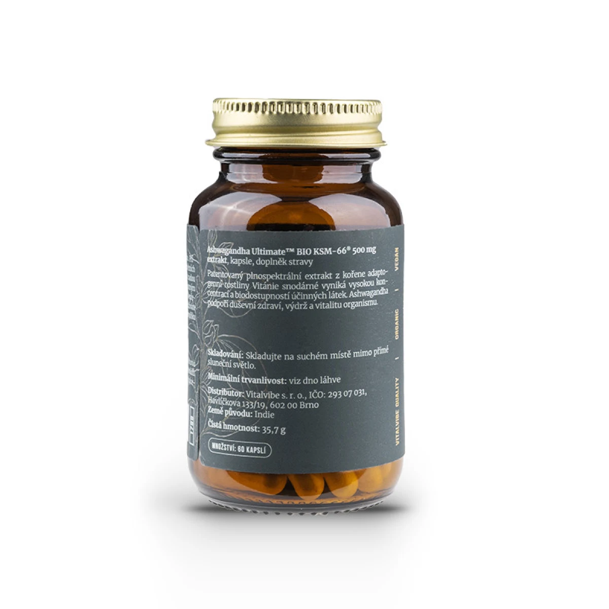 Vitalvibe ASHWAGANDHA Ultimate BIO 500 MG EXTRAKT (60 kapslí) · záber 2