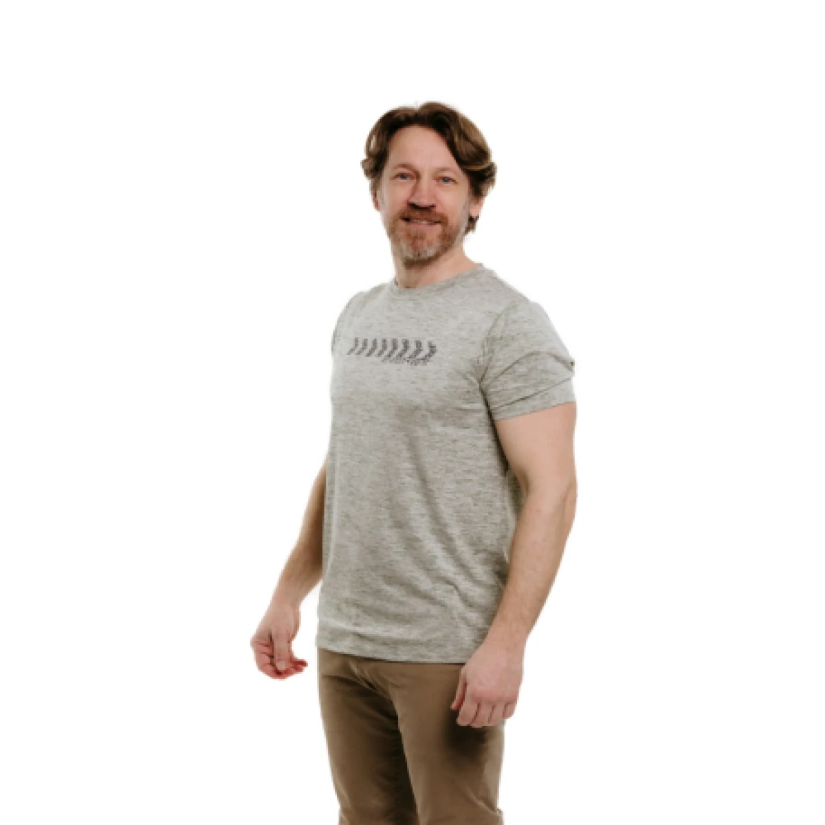 Pánské turistické tričko s krátkým rukávem EVERETT TecShirt M olive melange · záber 1