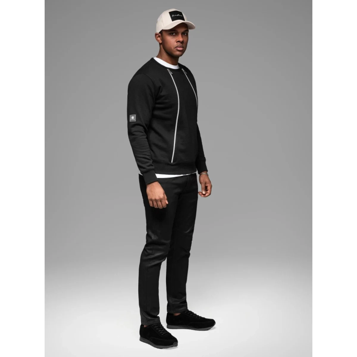 Pánská mikina OMBRE Sweatshirt OM-SSNZ-0187 V-1 black · záber 5