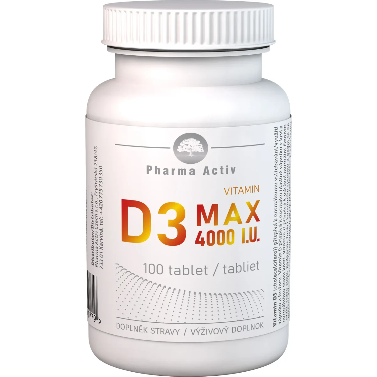 Pharma Activ Czech Vitamin D3 MAX 4000 I.U. 100 tablet · záber 1