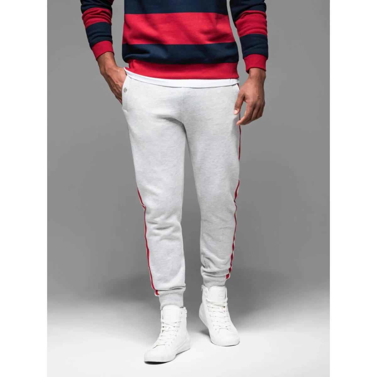 Pánské tepláky OMBRE Pants OM-PASK-0258 V-1ight greyelange · záber 3