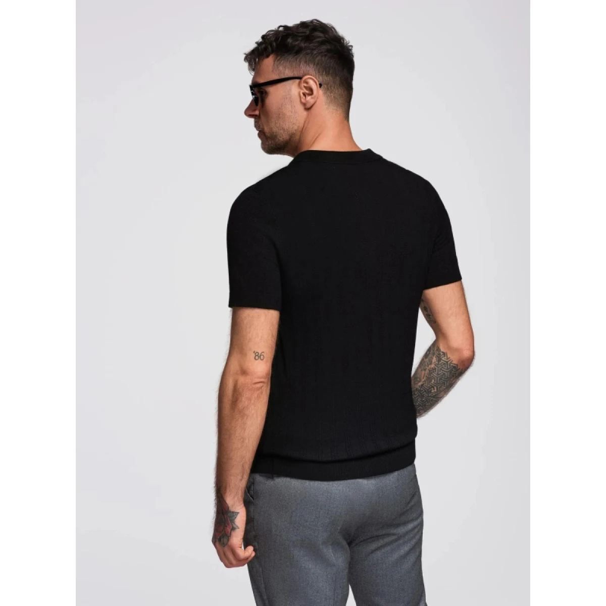 Pánské polo tričko s krátkým rukávem OMBRE T-shirt OM-POSS-0158 V-2 black · záber 4
