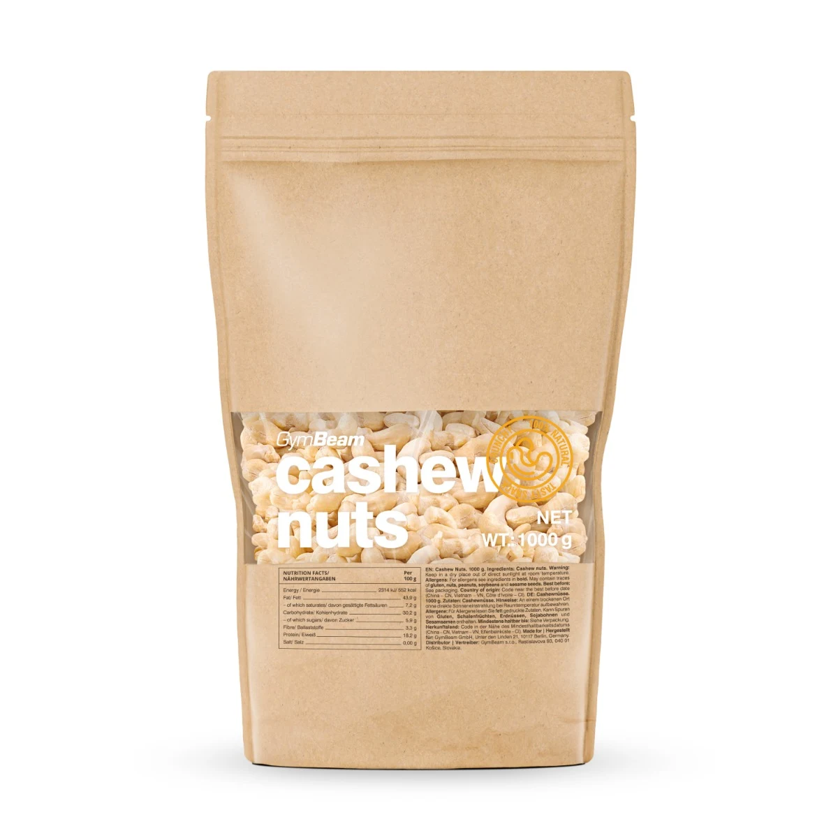 GymBeam Ořechy kešu - Příchuť: Nesolený | Hmotnost: 0,5 kg | Balení: 8 · záber 3