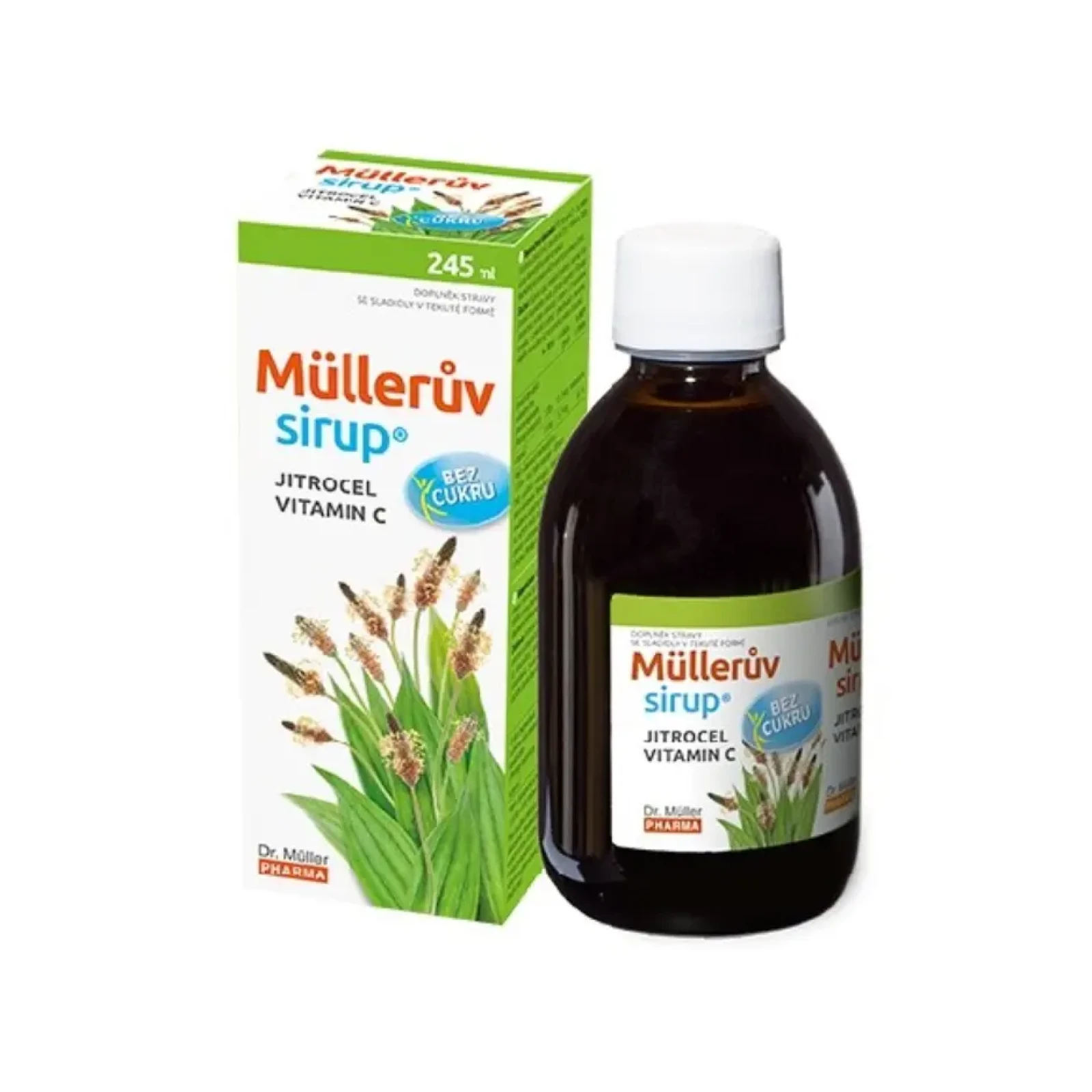 Müllerův sirup s jitrocelem bez cukru 245 ml · záber 1