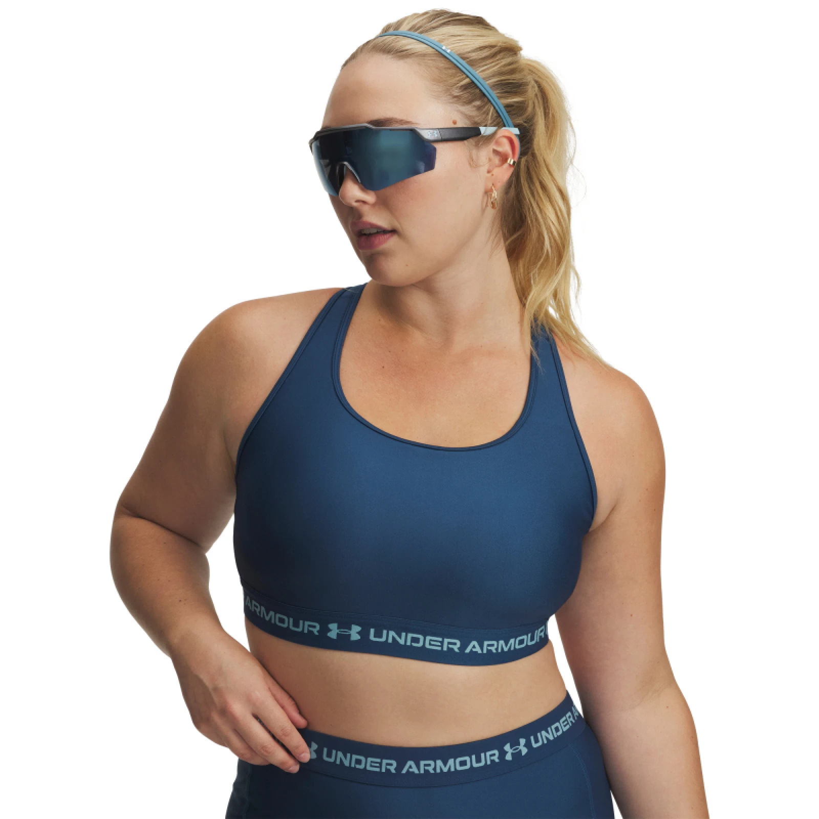 Dámská sportovní tréninková podprsenka UNDER ARMOUR Crossback Mid Bra-BLU · záber 3