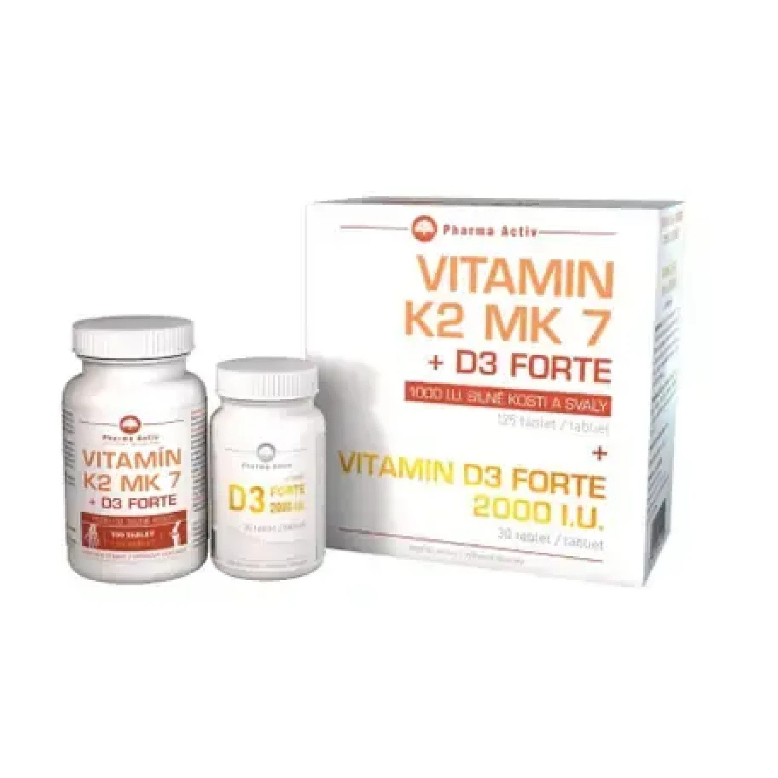 Pharma Activ Vitamín K2 MK-7 + D3 Forte 125 tablet + Vitamín D3 Forte 2000 IU 30 tablet · záber 1