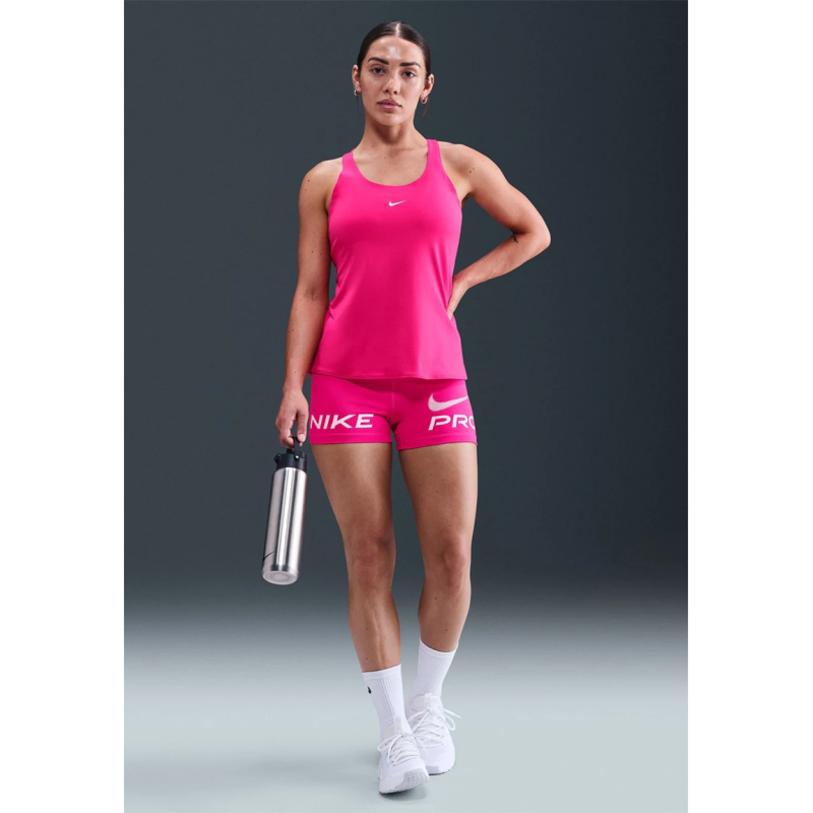 Dámské tréninkové tílko NIKE PRO W NP DF TANK ELASTIKA RUSH PINK WHITE - Barva: biela · záber 5
