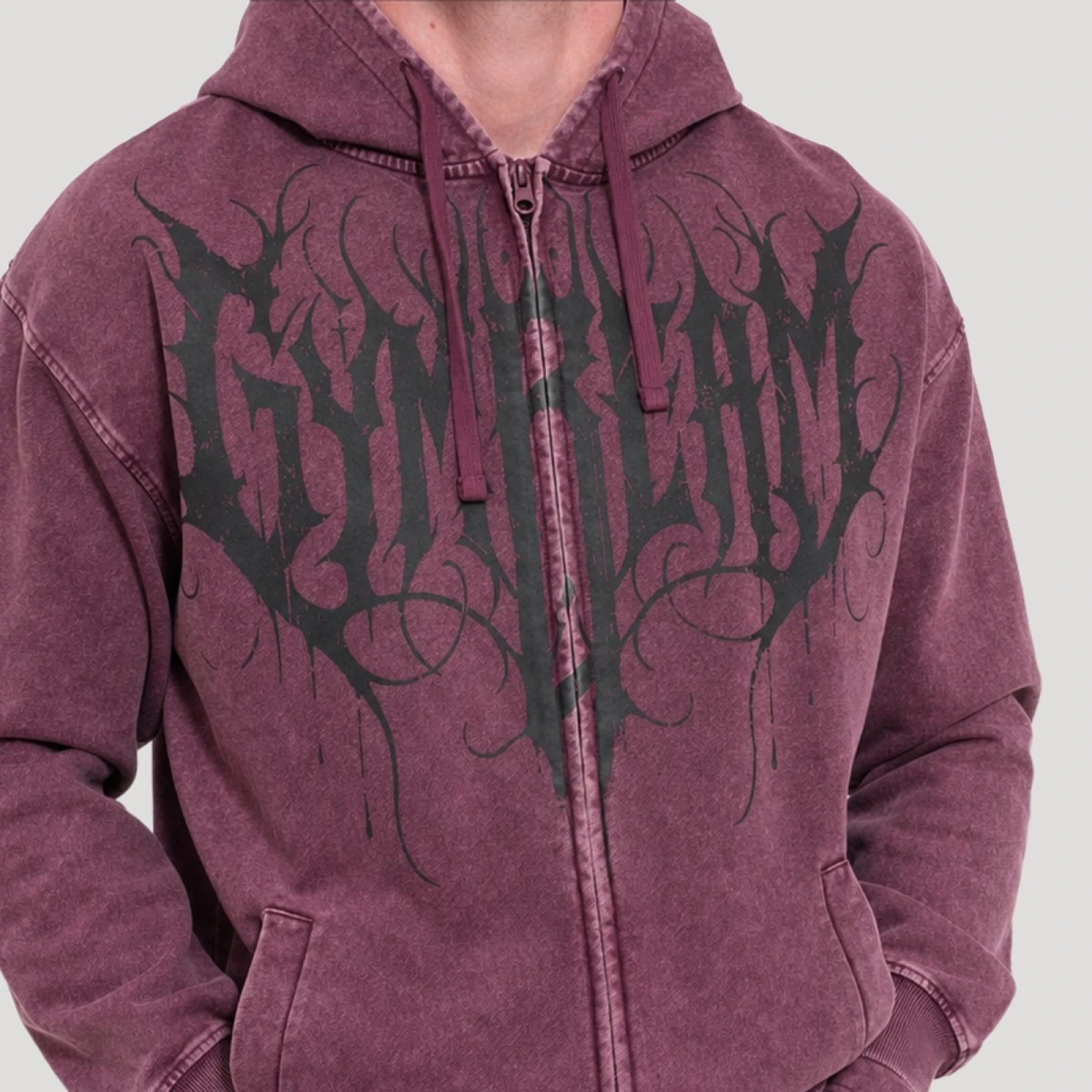 GymBeam Mikina Abyss Raisin - Velikost: S | Barva: fialová | Hmotnost: 0,83 kg | Balení: 28 · záber 2