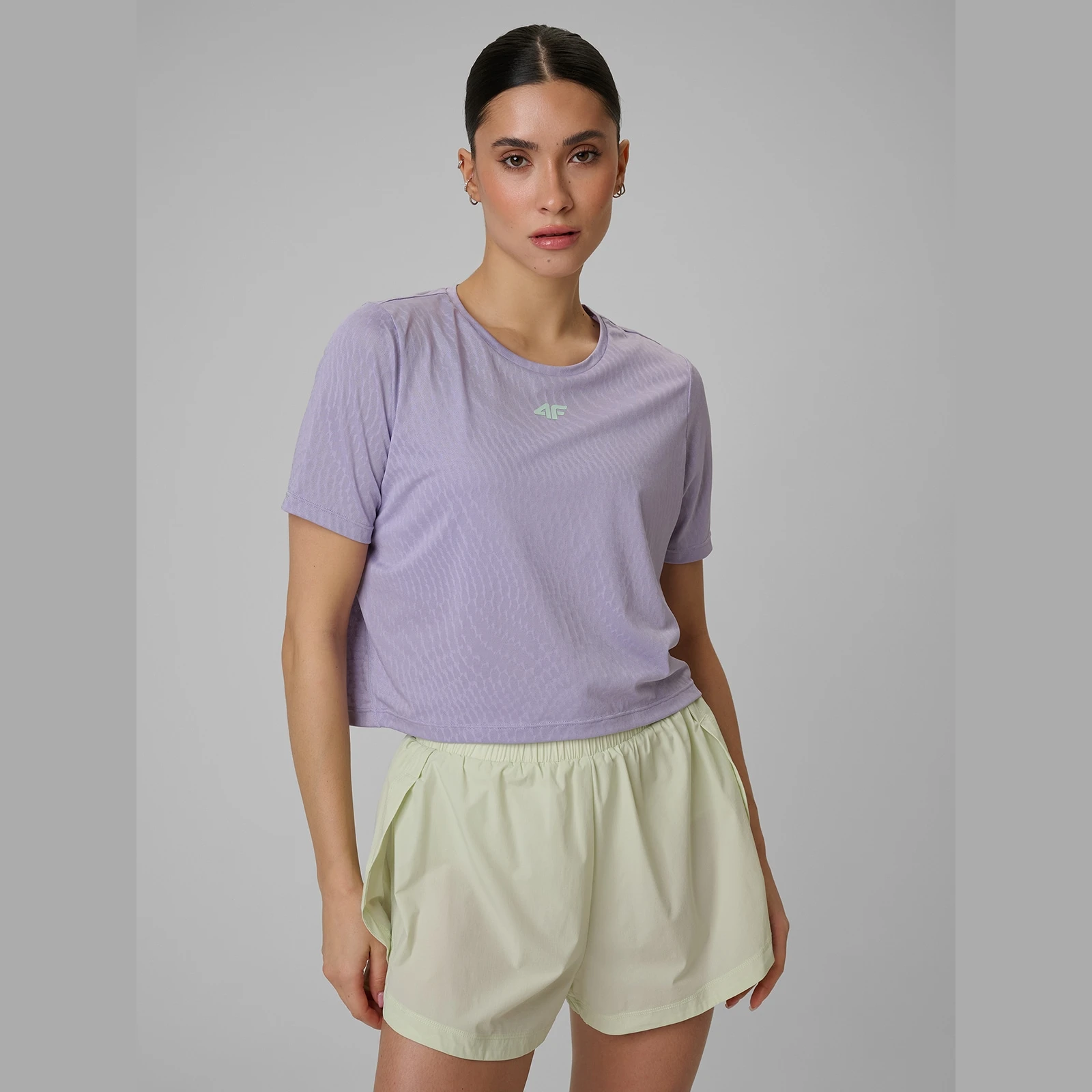 Crop top slim tréninkový rychleschnoucí dámský - fialový · záber 1