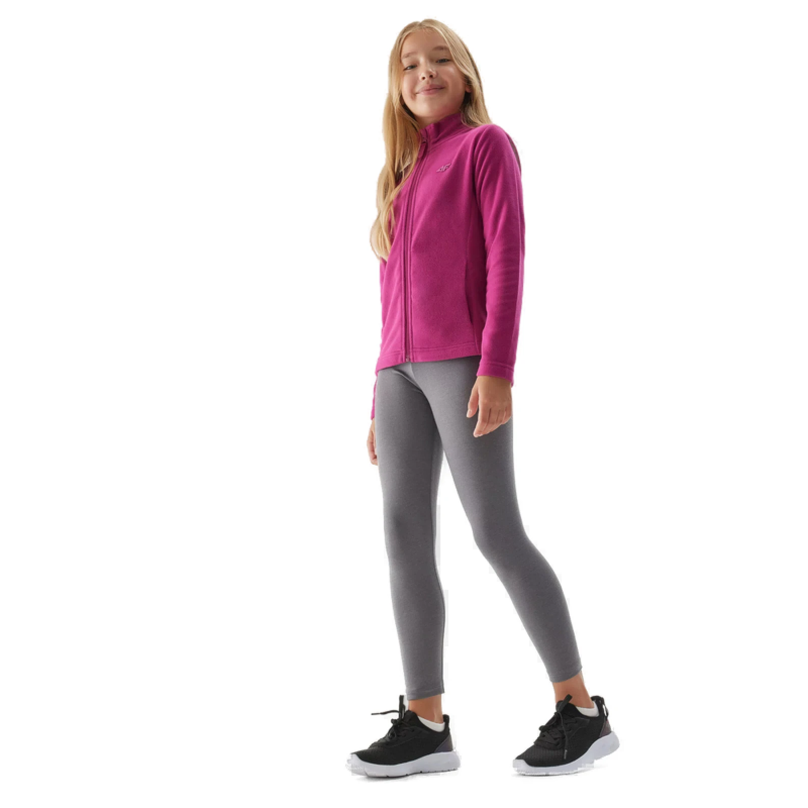 Dívčí legíny 4F JUNIOR TIGHTS-JAW23TTIGF093-23M-DARK GREY MELANGE · záber 2