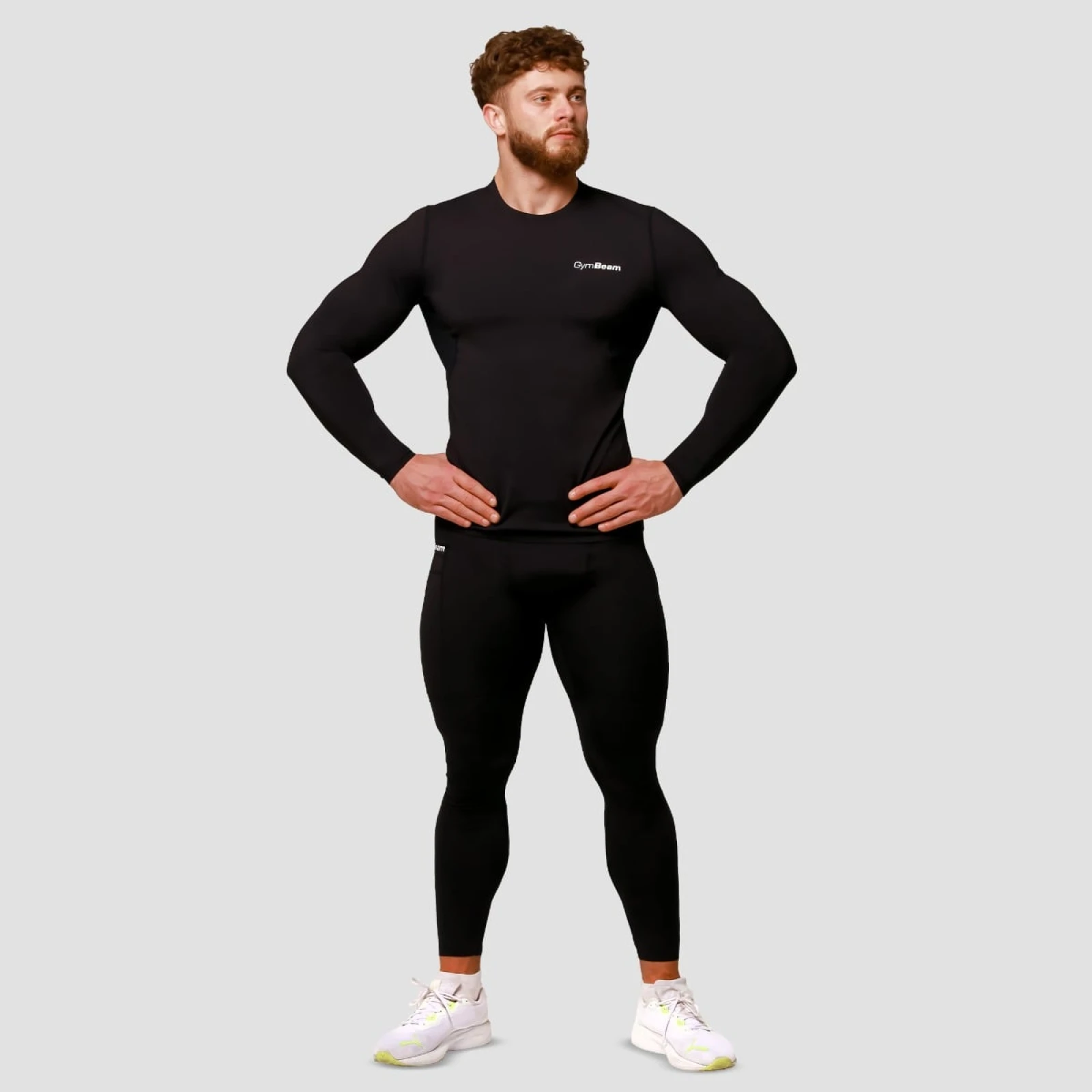 GymBeam Kompresní tričko s dlouhým rukávem Mid Black - Velikost: XXL | Barva: čierna | Hmotnost: 0,25 kg | Balení: 55 · záber 5