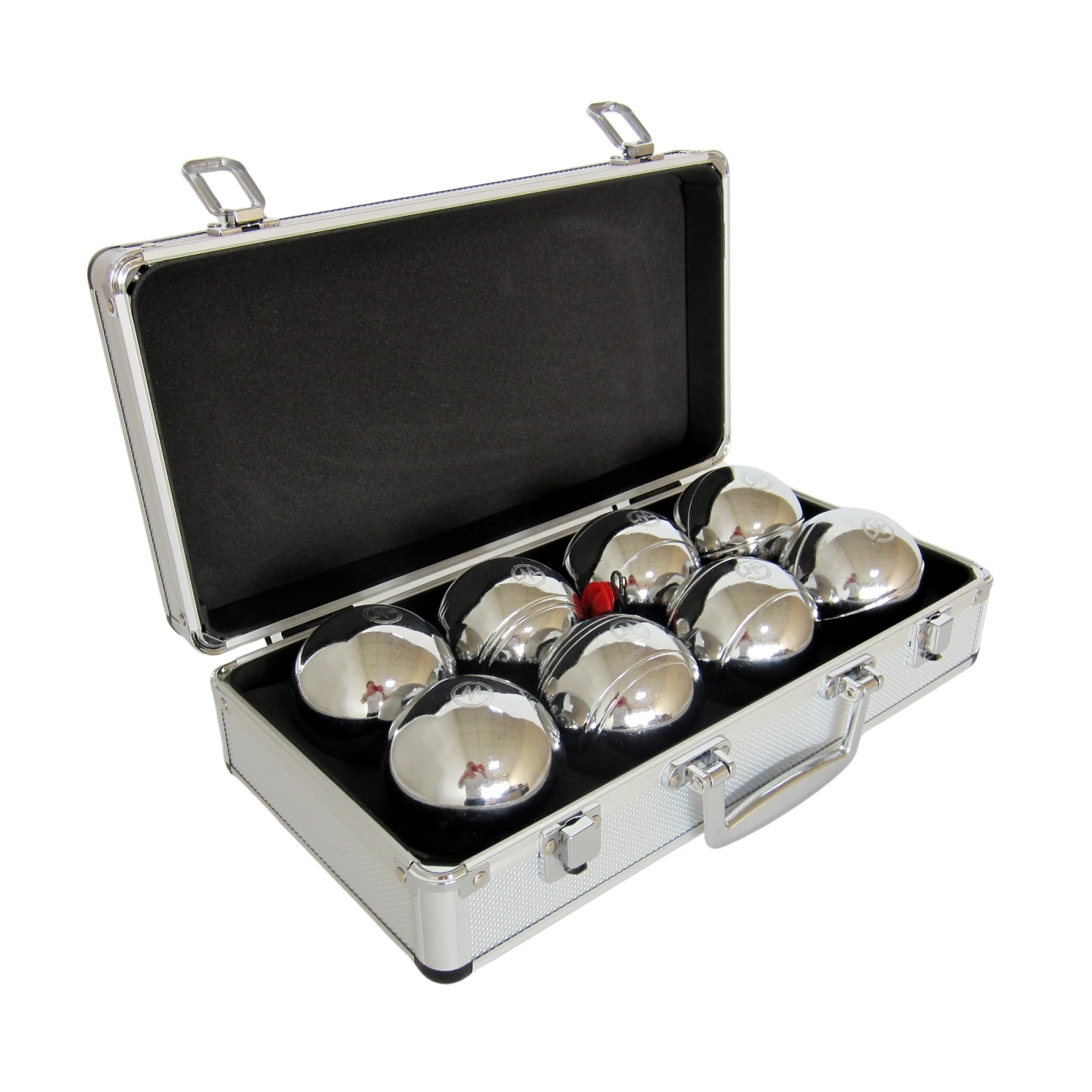 Pétanque sada MASTER 8 chromovaných koulí F.I.P.J.P. v hliníkovém kufru · záber 1